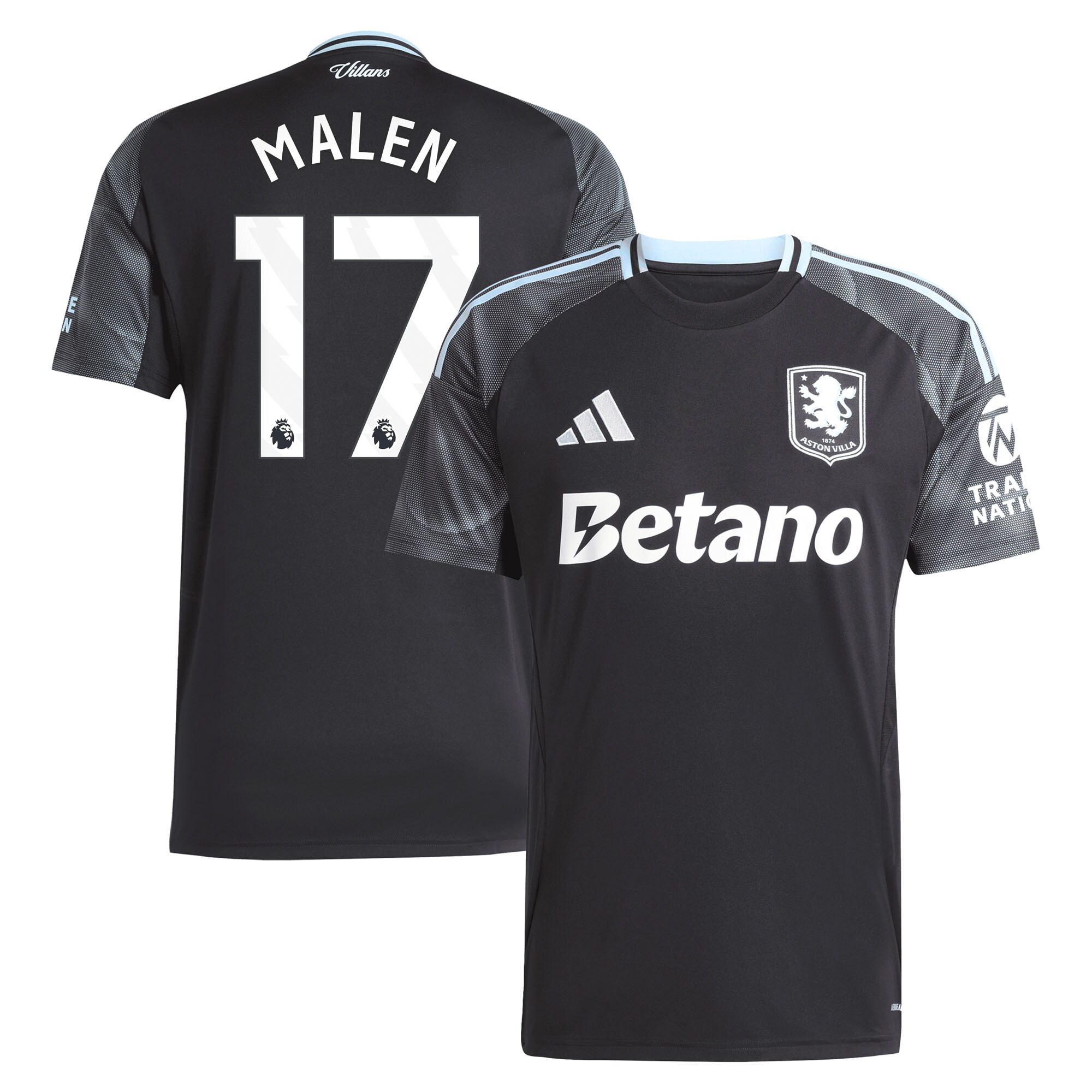 AVFC aston villa adidas away shirt 2025-26 with malen 17 printing Collection | Official Aston Villa Kits and Apparel