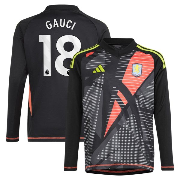 AVFC aston villa adidas goalkeeper shirt 2024-25 – long sleeve – kids with gauci 18 printing – 202029323 Collection | Official Aston Villa Kits and Apparel