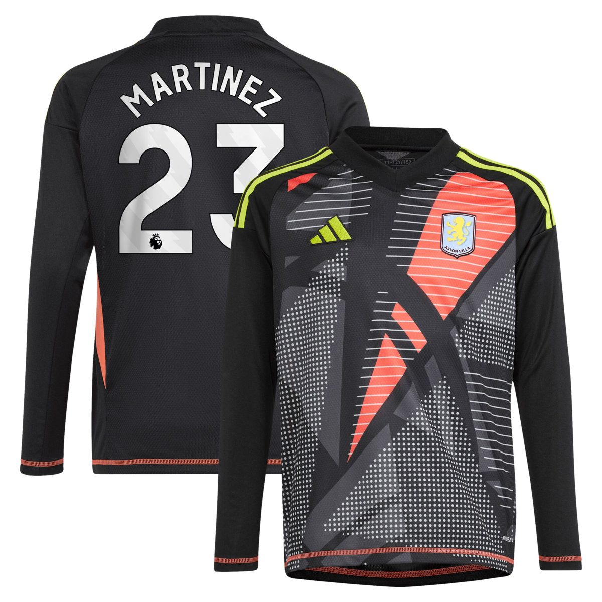 AVFC aston villa adidas goalkeeper shirt 2024-25 – long sleeve – kids with martinez 23 printing – 202029325 Collection | Official Aston Villa Kits and Apparel