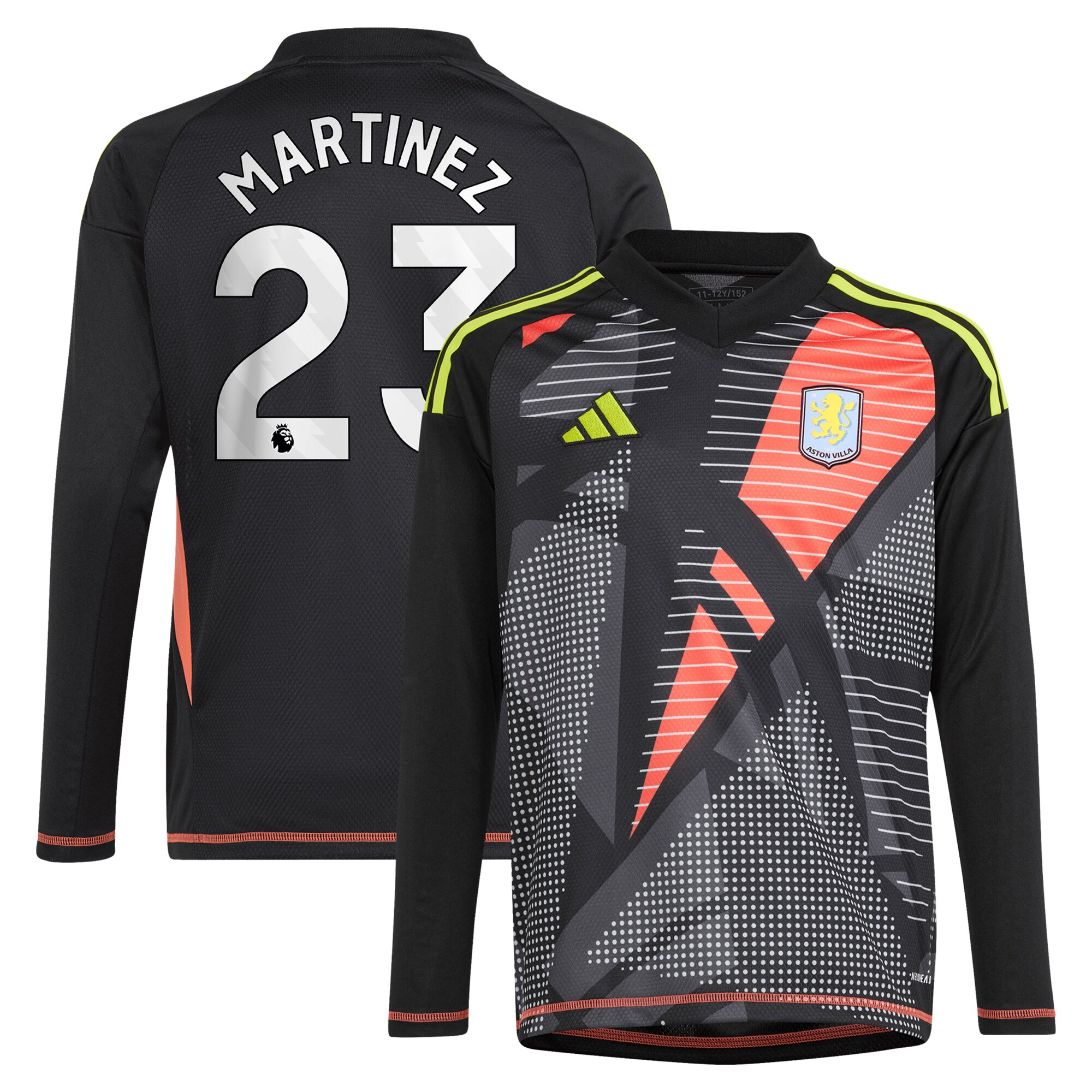 AVFC aston villa adidas goalkeeper shirt 2024-25 – long sleeve – kids with martinez 23 printing – 202029325 Collection | Official Aston Villa Kits and Apparel