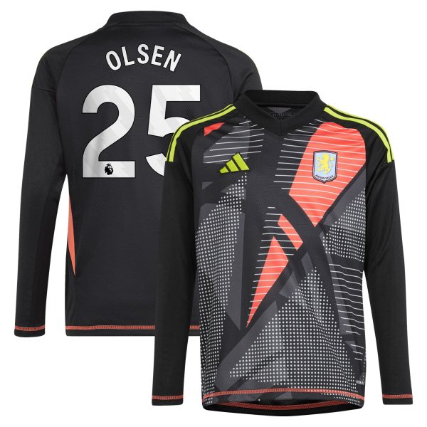 AVFC aston villa adidas goalkeeper shirt 2024-25 – long sleeve – kids with olsen 25 printing – 202029322 Collection | Official Aston Villa Kits and Apparel