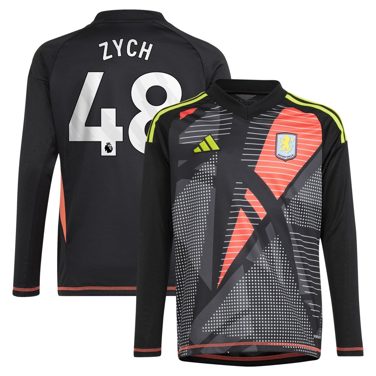 AVFC aston villa adidas goalkeeper shirt 2024-25 – long sleeve – kids with zych 48 printing – 202153091 Collection | Official Aston Villa Kits and Apparel