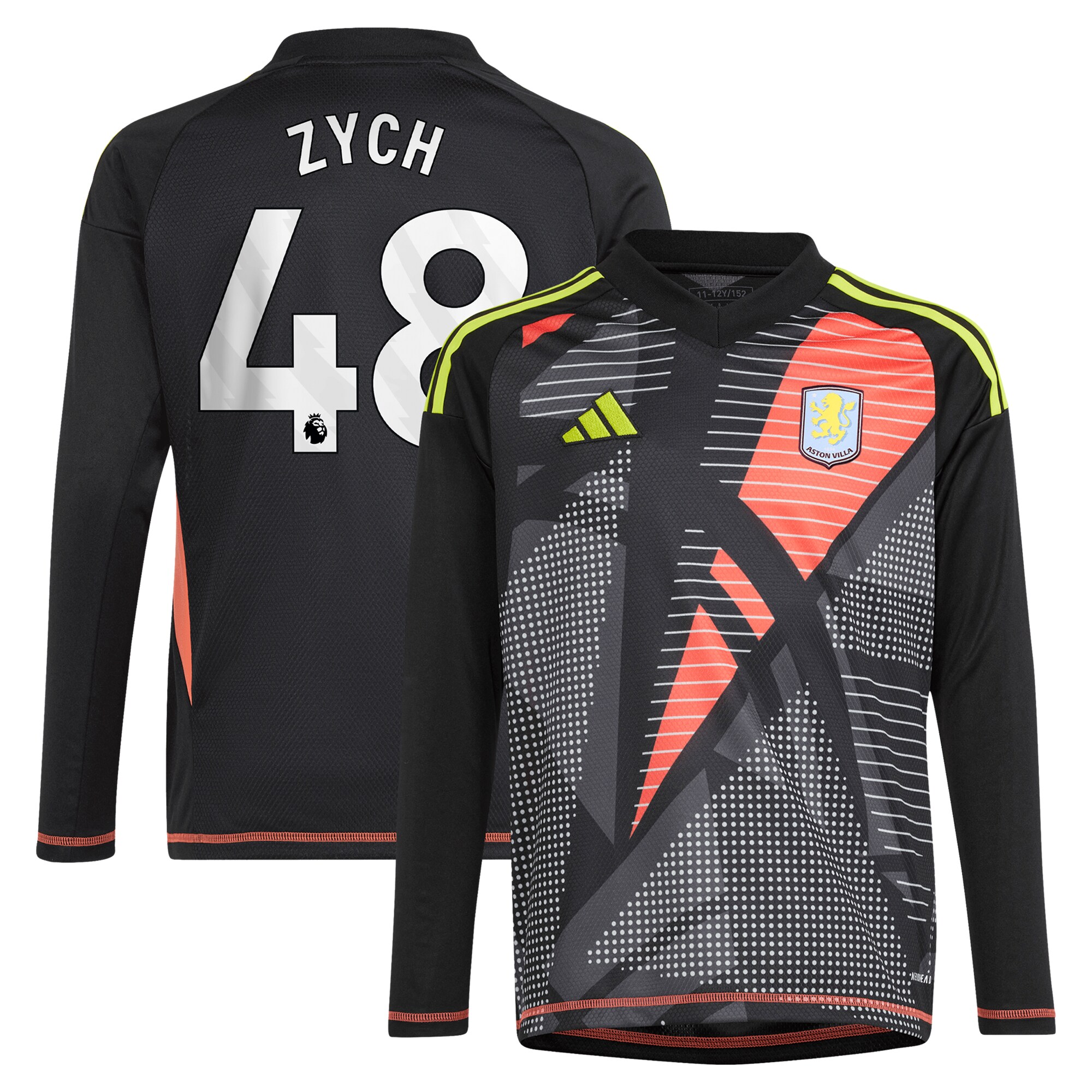 AVFC aston villa adidas goalkeeper shirt 2024-25 – long sleeve – kids with zych 48 printing – 202153091 Collection | Official Aston Villa Kits and Apparel