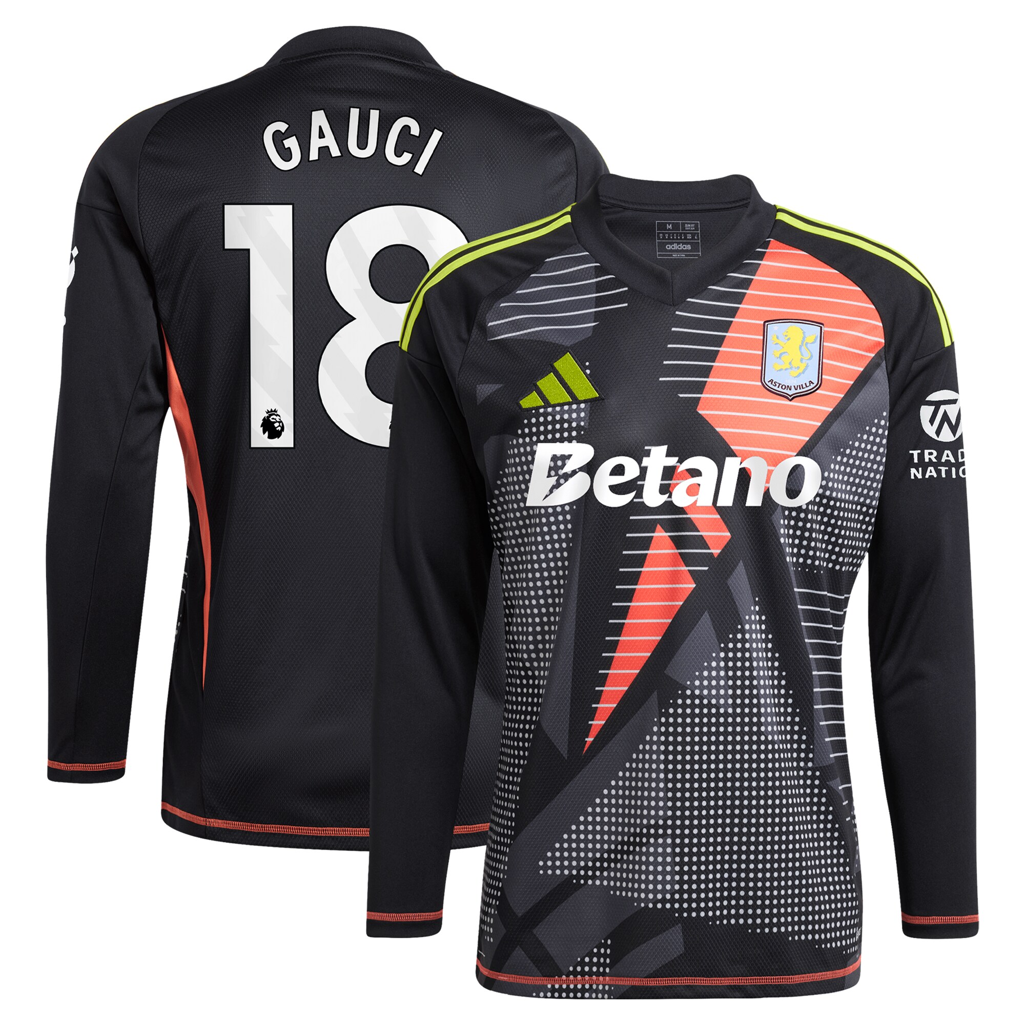 AVFC aston villa adidas goalkeeper shirt 2024-25 – long sleeve with gauci 18 printing – 202028940 Collection | Official Aston Villa Kits and Apparel