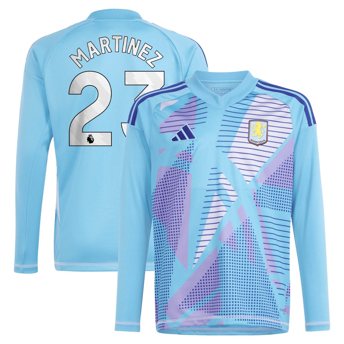 AVFC aston villa adidas goalkeeper shirt 2024-25 – long sleeve with martinez 23 printing – 202030980 Collection | Official Aston Villa Kits and Apparel