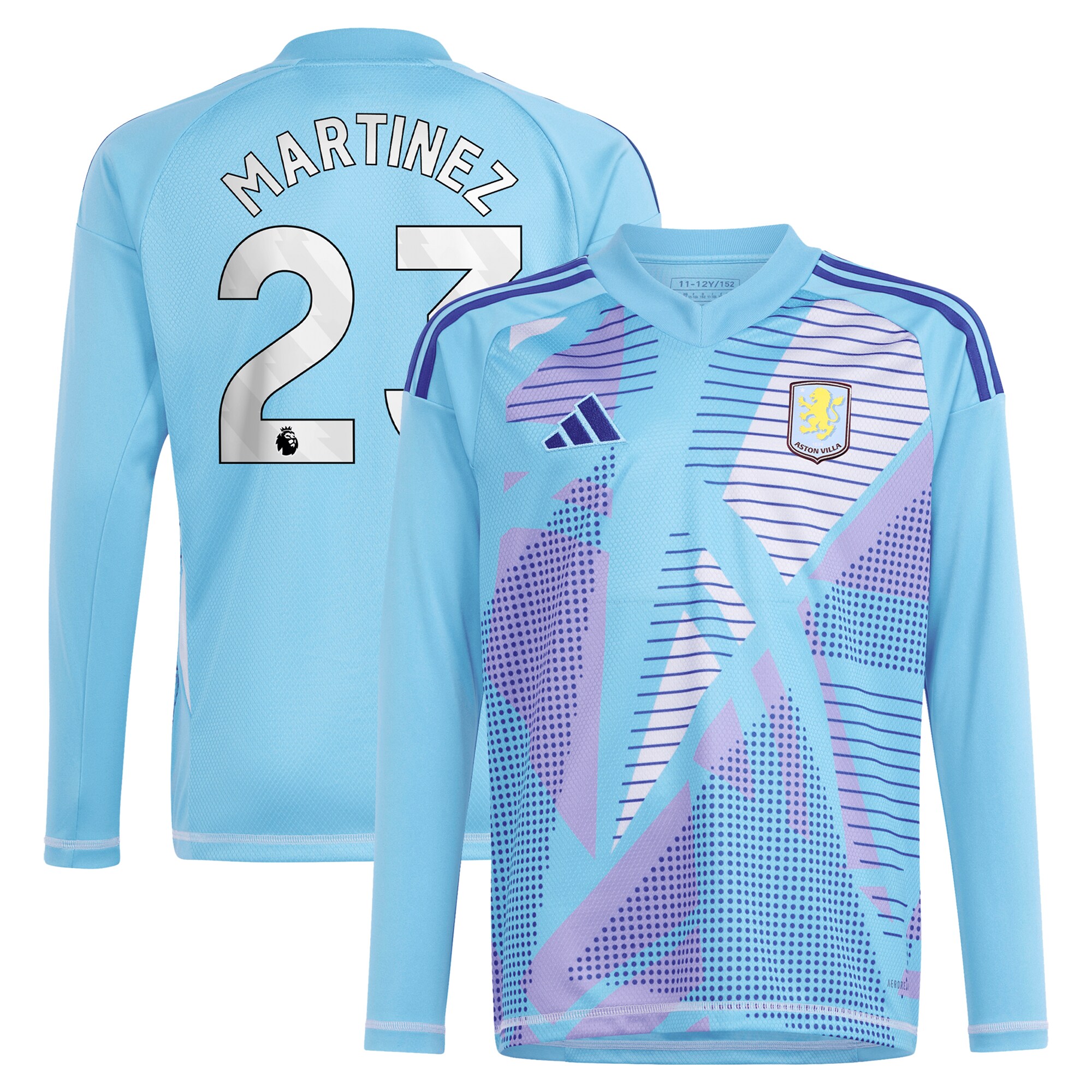 AVFC aston villa adidas goalkeeper shirt 2024-25 – long sleeve with martinez 23 printing – 202030980 Collection | Official Aston Villa Kits and Apparel
