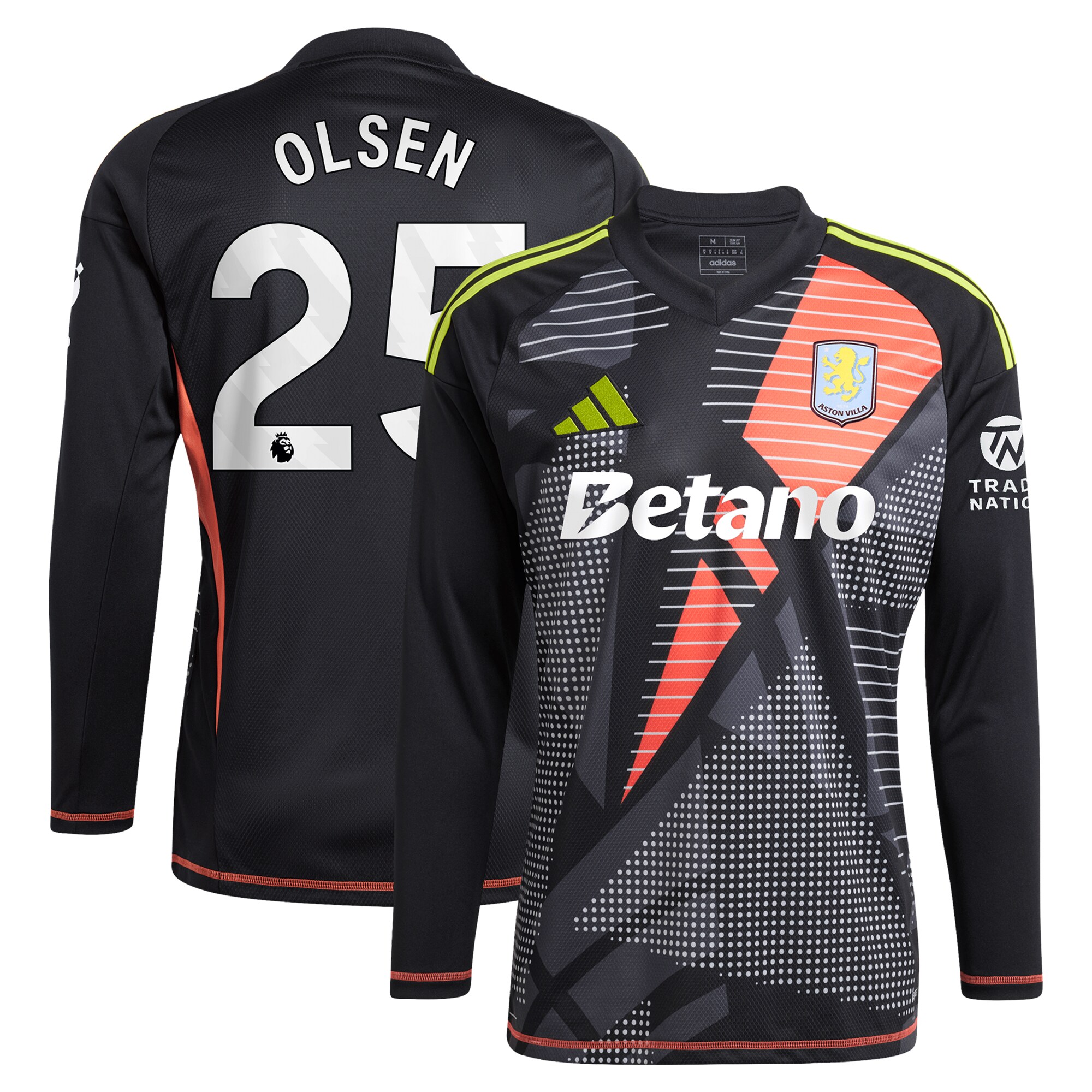 AVFC aston villa adidas goalkeeper shirt 2024-25 – long sleeve with olsen 25 printing – 202028939 Collection | Official Aston Villa Kits and Apparel