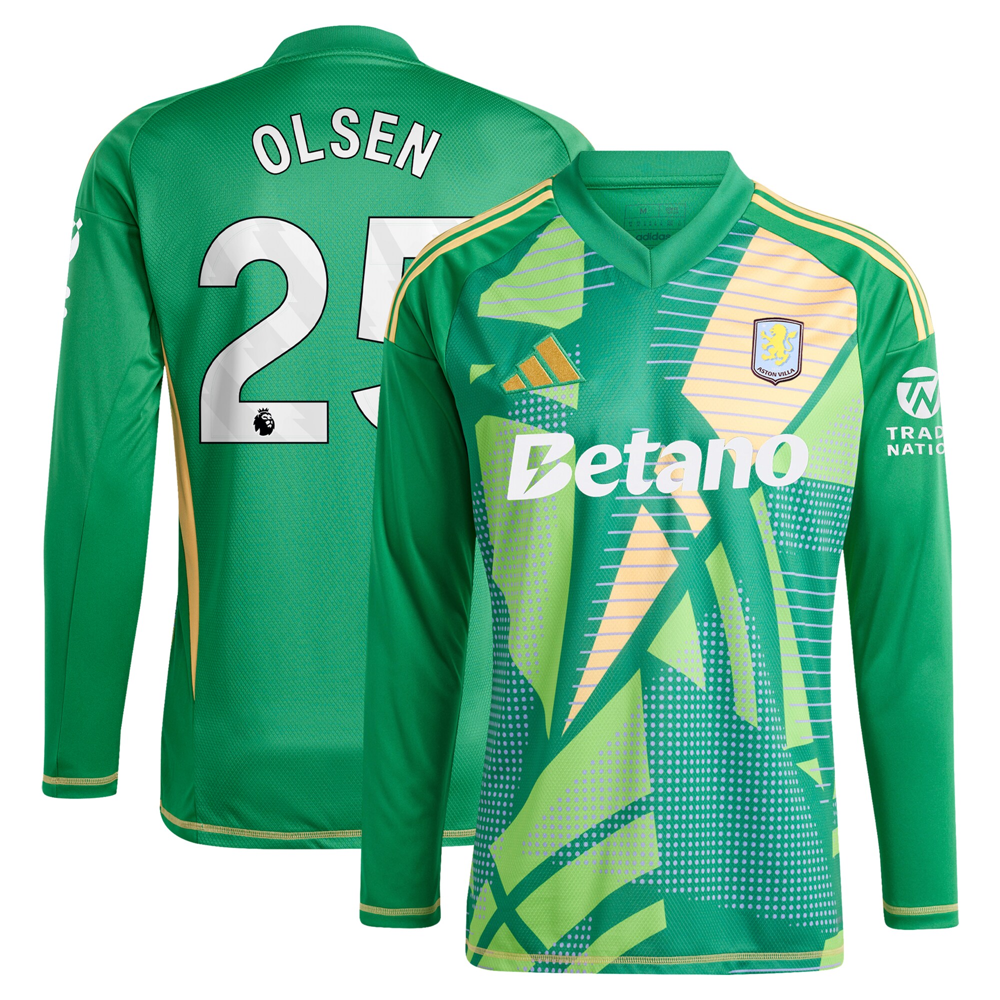 AVFC aston villa adidas goalkeeper shirt 2024-25 – long sleeve with olsen 25 printing Collection | Official Aston Villa Kits and Apparel