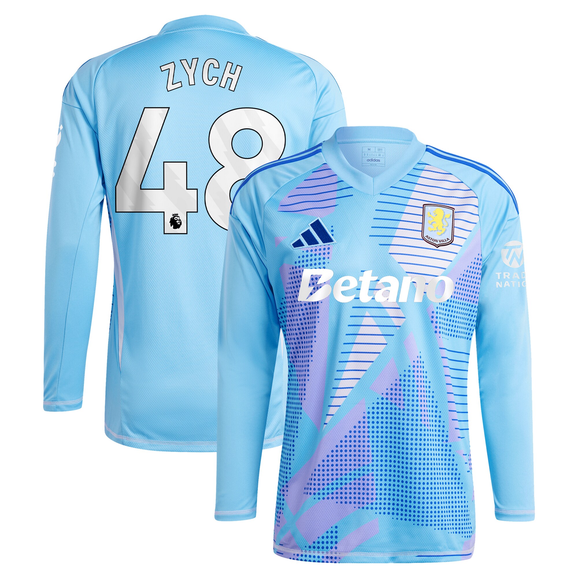 AVFC aston villa adidas goalkeeper shirt 2024-25 – long sleeve with zych 48 printing – 202153092 Collection | Official Aston Villa Kits and Apparel