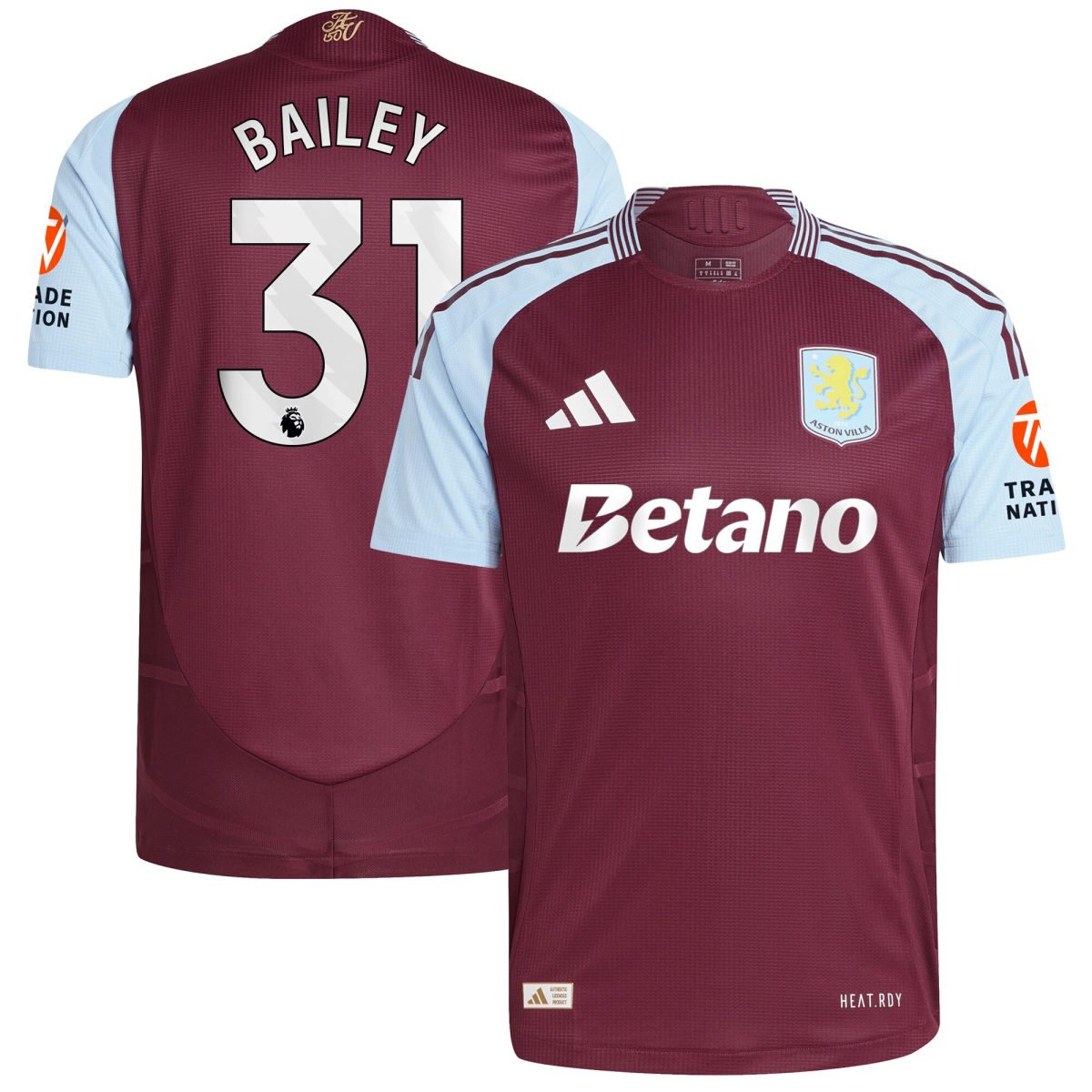 AVFC aston villa adidas home authentic shirt 2024-25 with bailey 31 printing Collection | Official Aston Villa Kits and Apparel