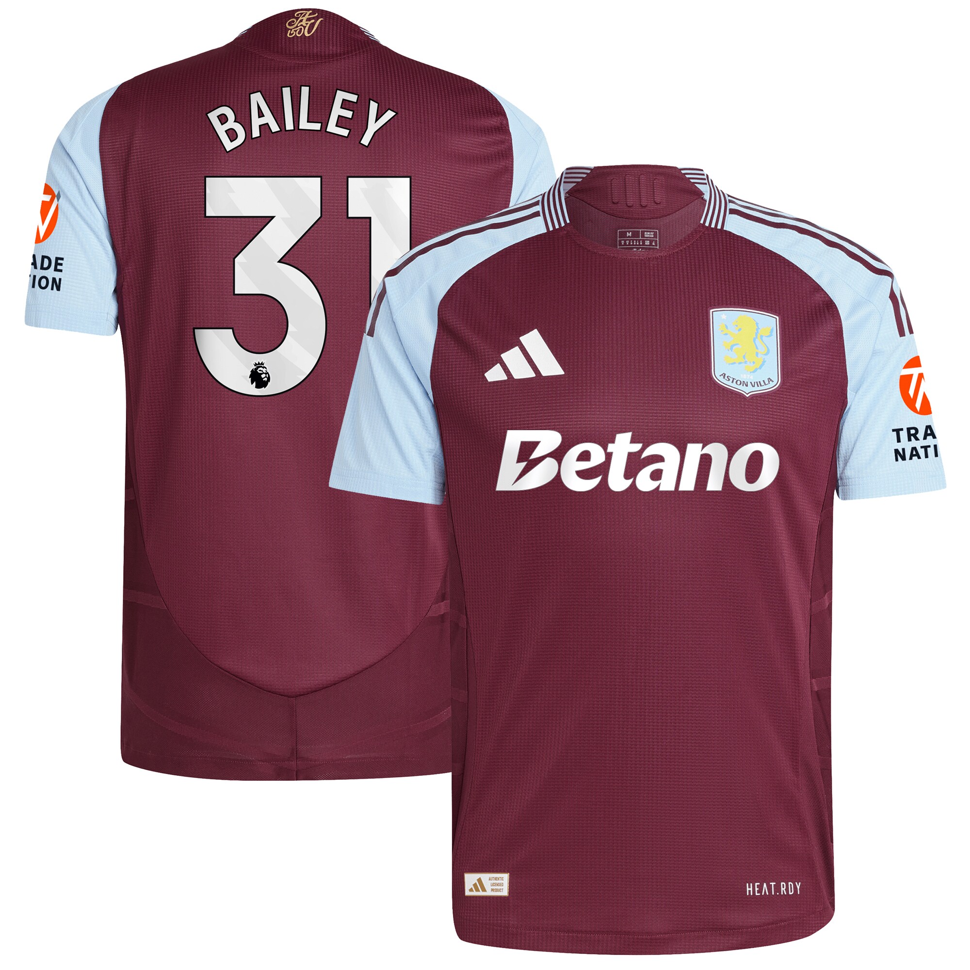 AVFC aston villa adidas home authentic shirt 2024-25 with bailey 31 printing Collection | Official Aston Villa Kits and Apparel