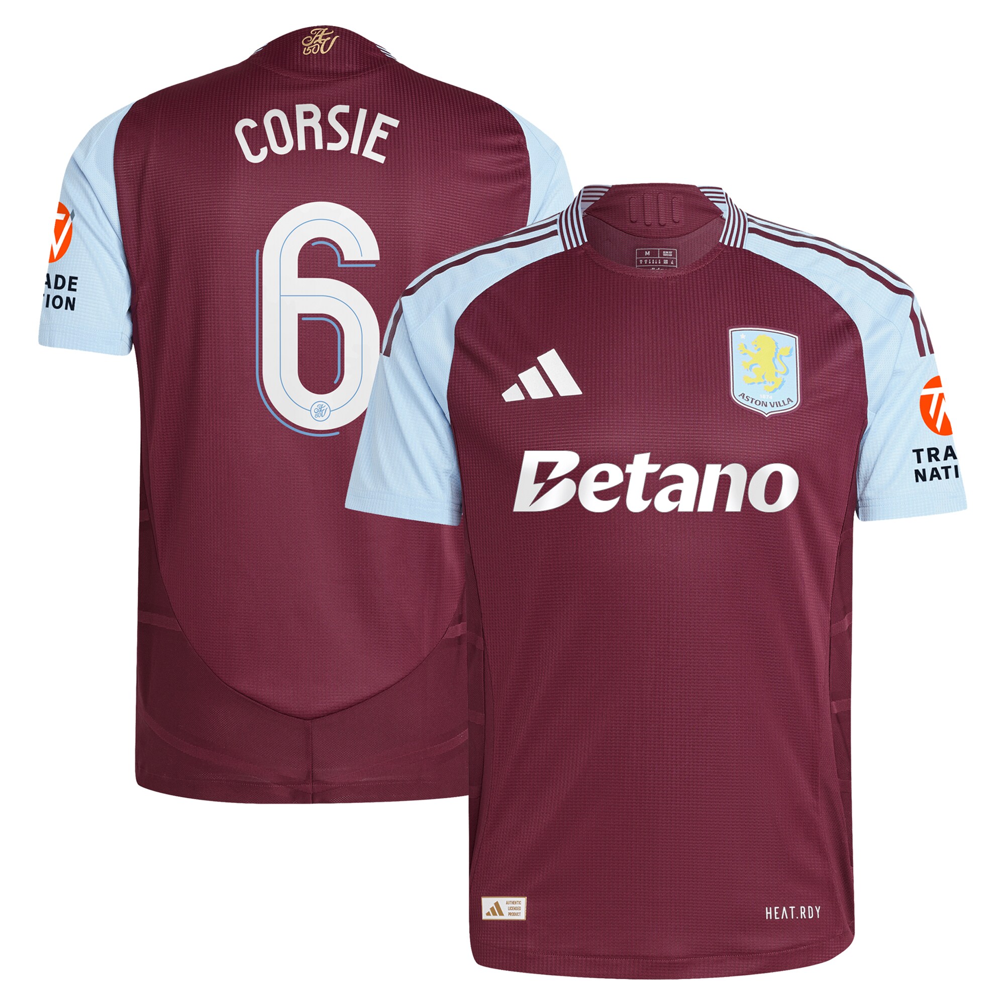 AVFC aston villa adidas home authentic shirt 2024-25 with corsie 6 cup printing Collection | Official Aston Villa Kits and Apparel