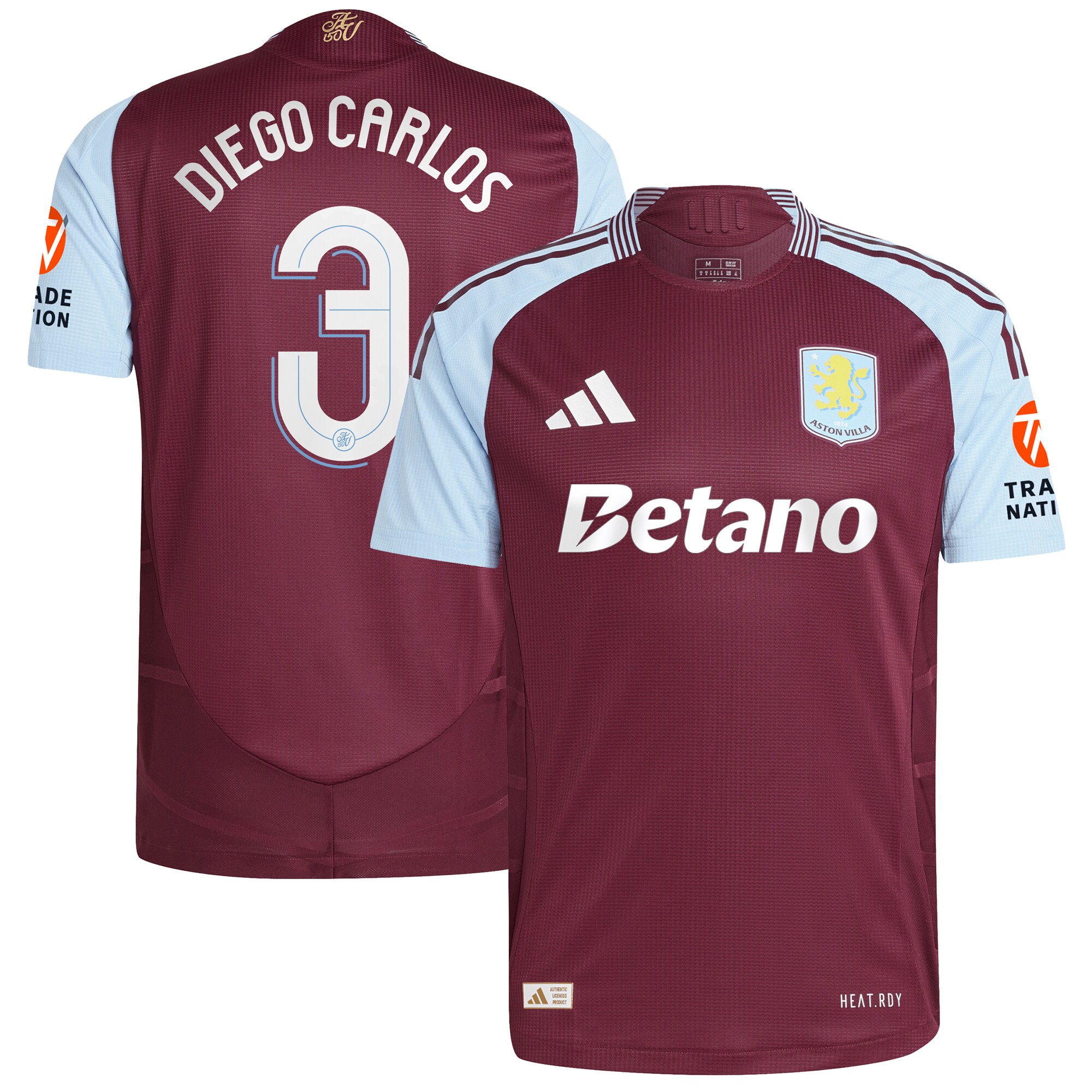 AVFC aston villa adidas home authentic shirt 2024-25 with diego carlos 3 cup printing Collection | Official Aston Villa Kits and Apparel