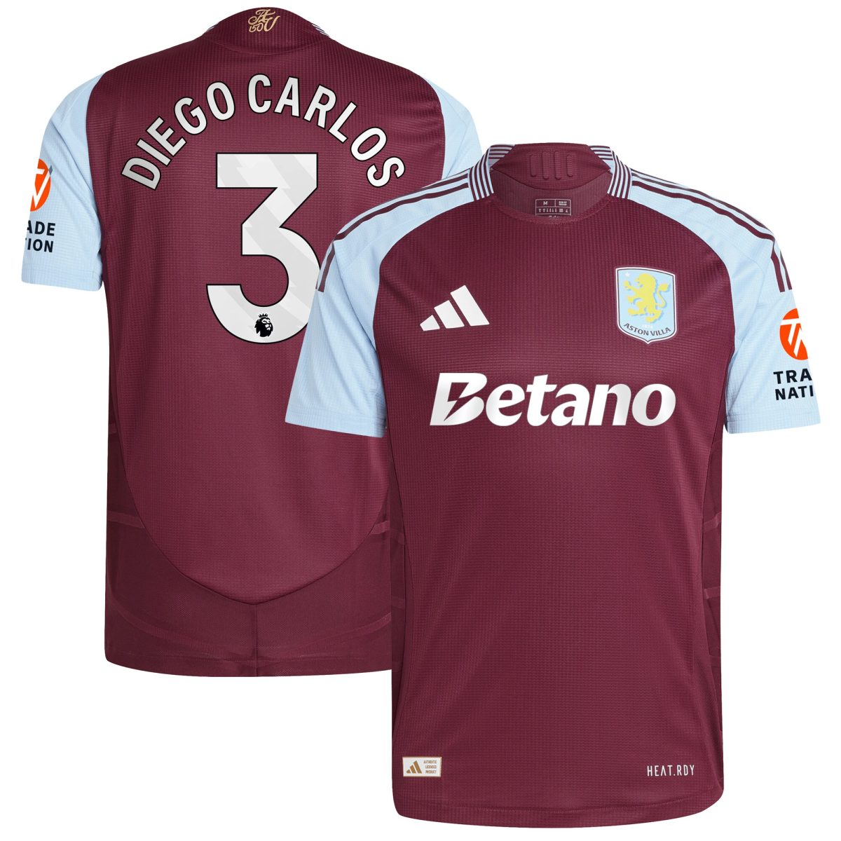 AVFC aston villa adidas home authentic shirt 2024-25 with diego carlos 3 printing Collection | Official Aston Villa Kits and Apparel