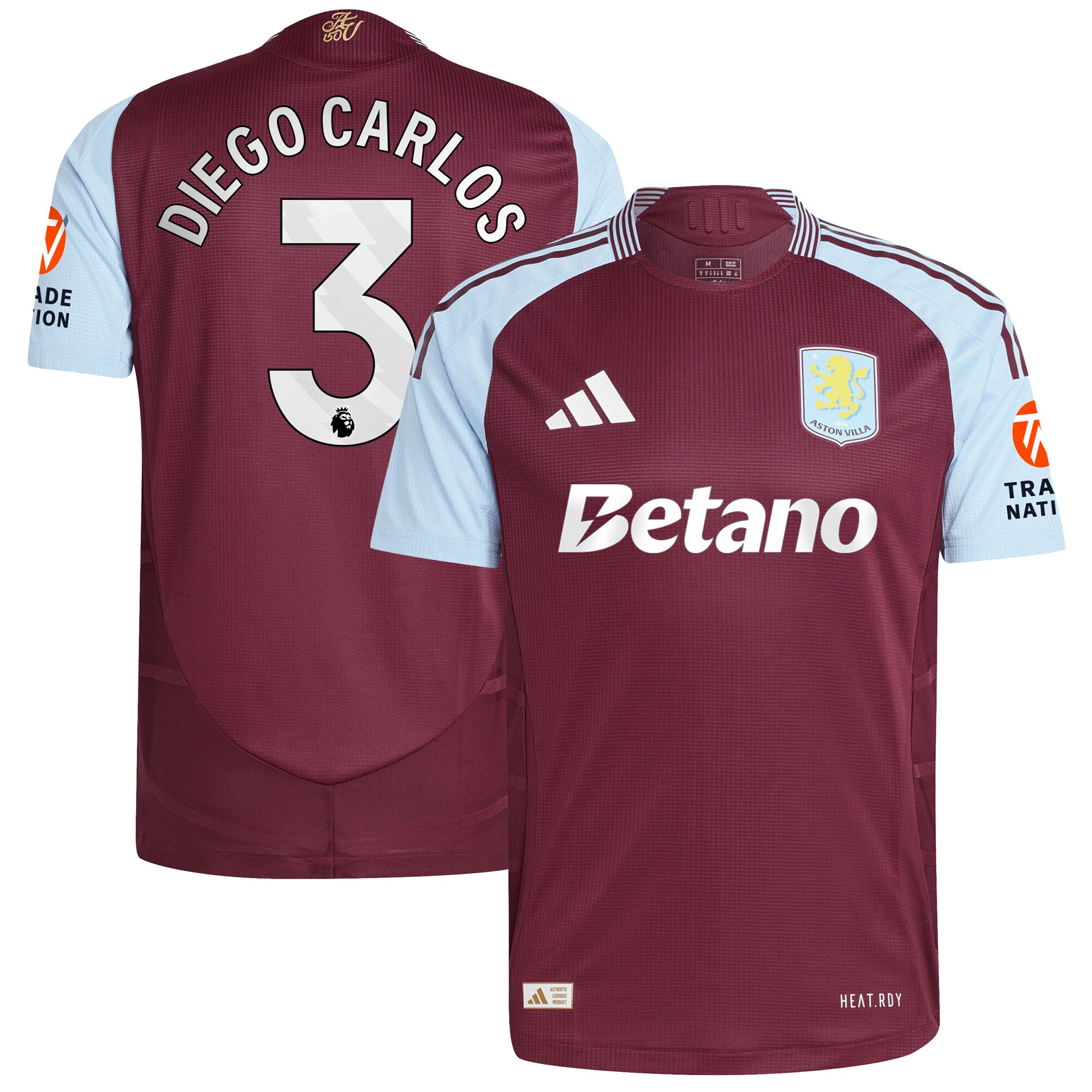 AVFC aston villa adidas home authentic shirt 2024-25 with diego carlos 3 printing Collection | Official Aston Villa Kits and Apparel