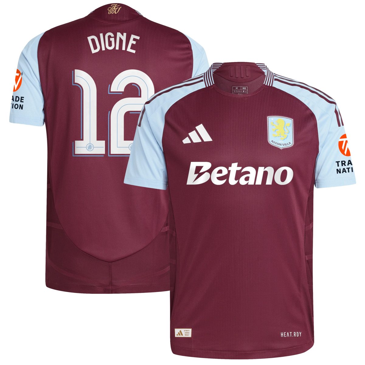 AVFC aston villa adidas home authentic shirt 2024-25 with digne 12 cup printing Collection | Official Aston Villa Kits and Apparel