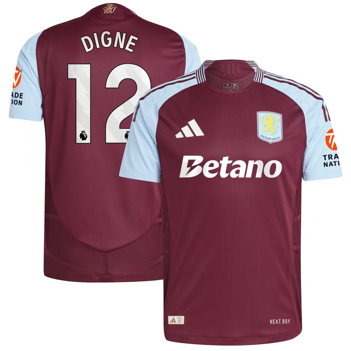 AVFC aston villa adidas home authentic shirt 2024-25 with digne 12 printing Collection | Official Aston Villa Kits and Apparel
