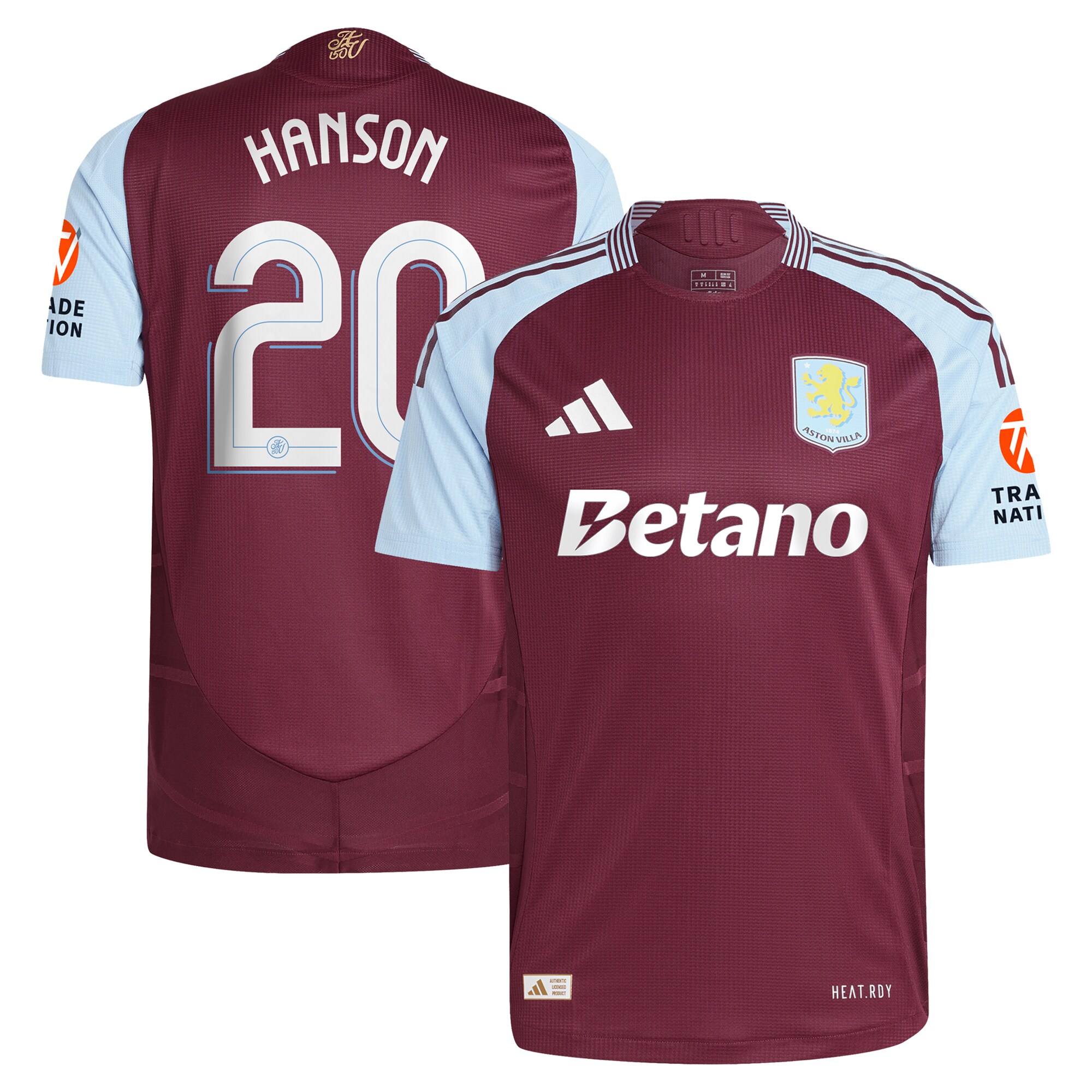 AVFC aston villa adidas home authentic shirt 2024-25 with hanson 20 cup printing Collection | Official Aston Villa Kits and Apparel