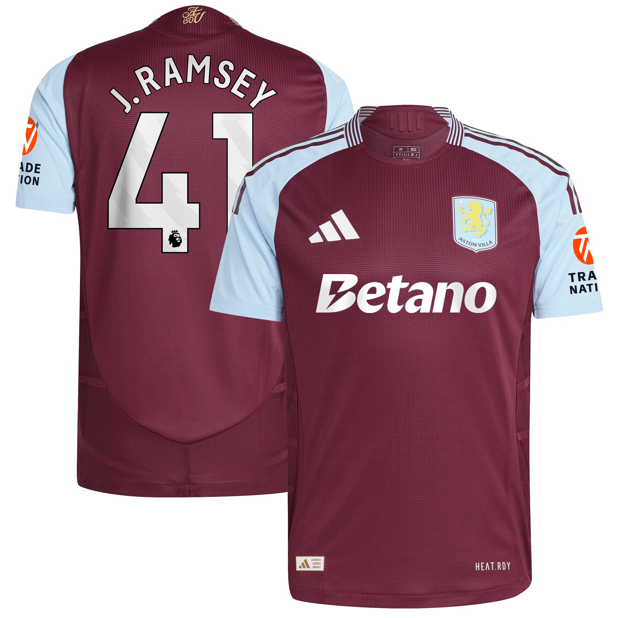 AVFC aston villa adidas home authentic shirt 2024-25 with j. ramsey 41 printing Collection | Official Aston Villa Kits and Apparel