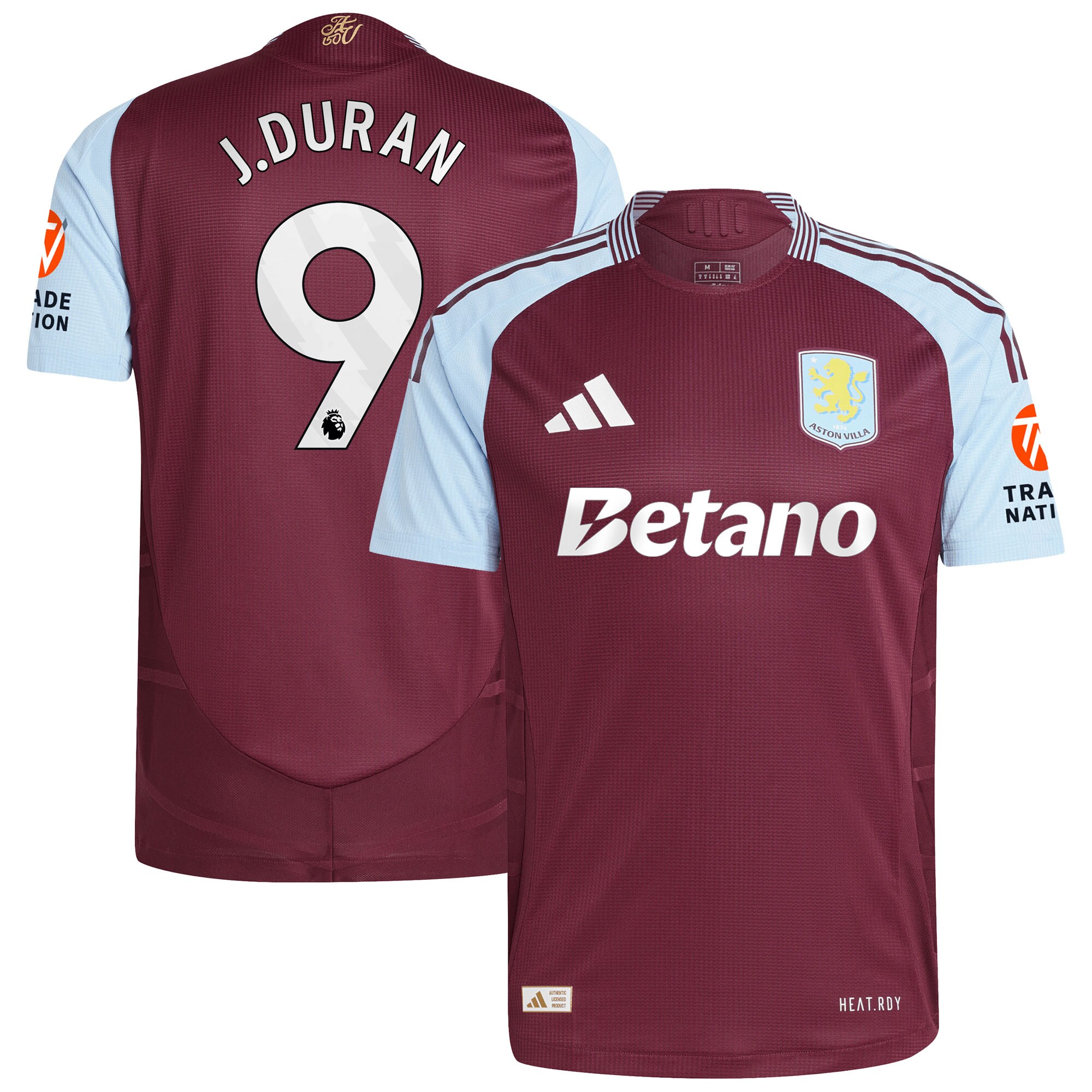 AVFC aston villa adidas home authentic shirt 2024-25 with j.duran 9 printing Collection | Official Aston Villa Kits and Apparel