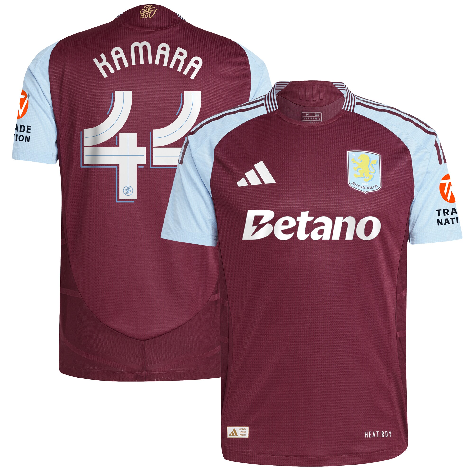 AVFC aston villa adidas home authentic shirt 2024-25 with kamara 44 cup printing Collection | Official Aston Villa Kits and Apparel