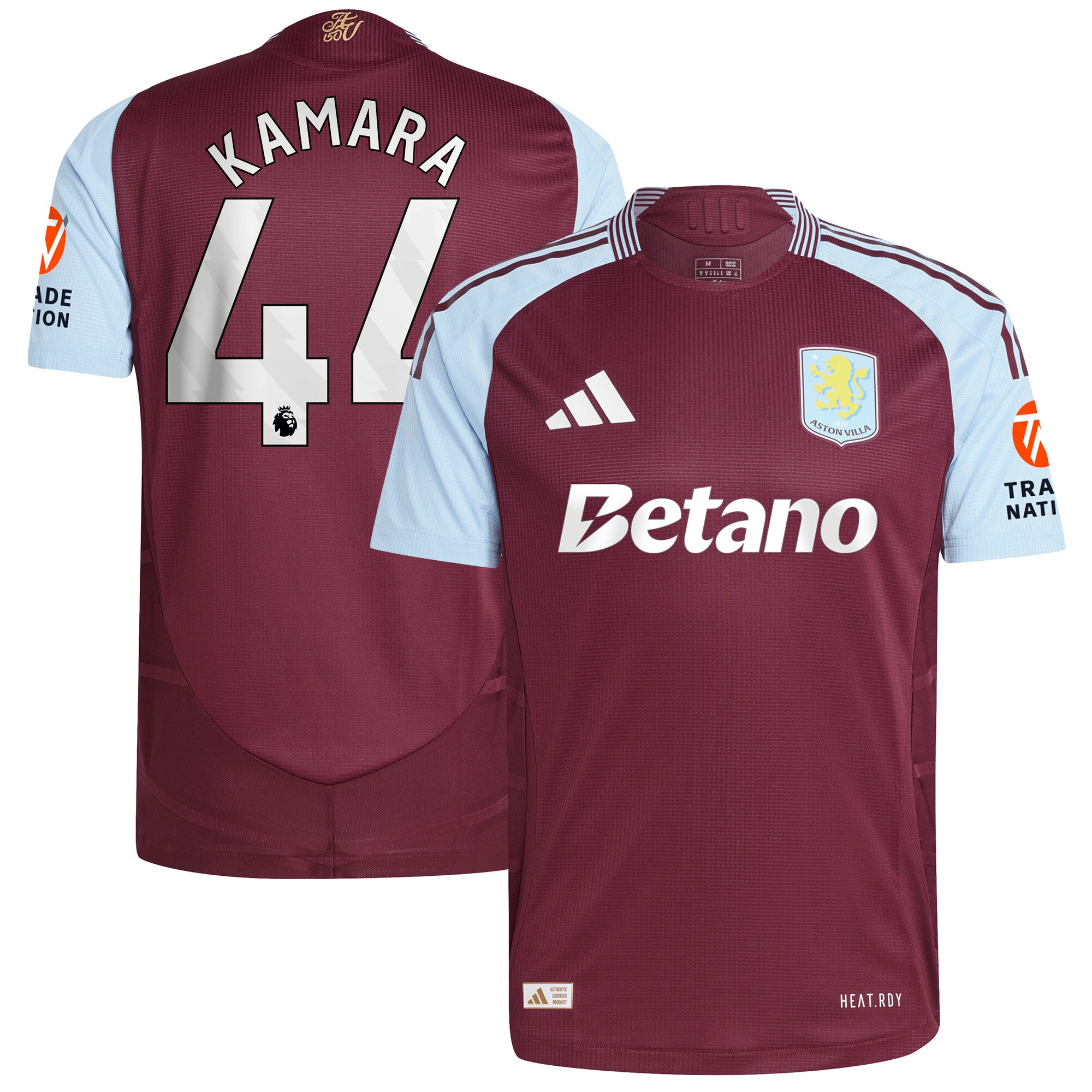 AVFC aston villa adidas home authentic shirt 2024-25 with kamara 44 printing Collection | Official Aston Villa Kits and Apparel
