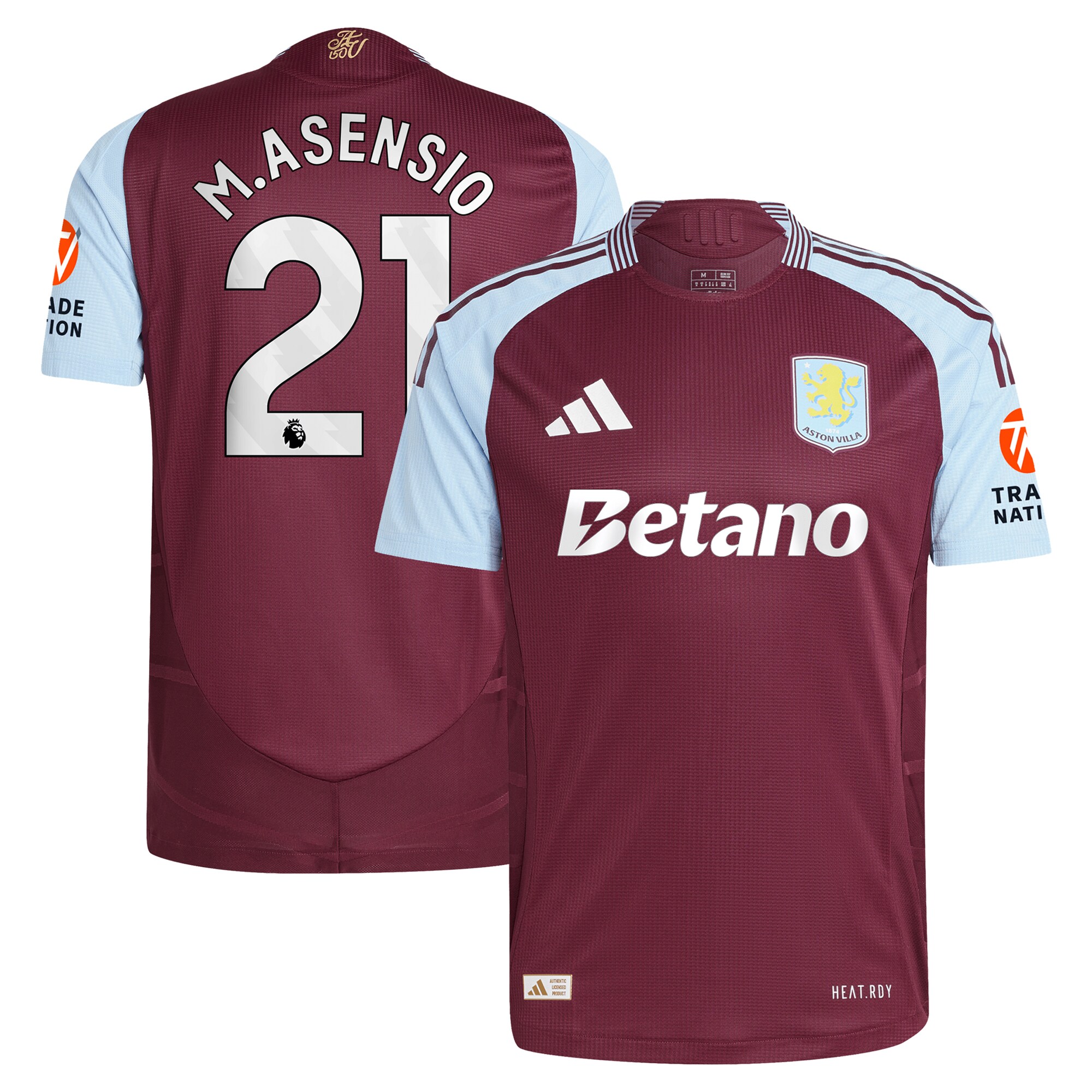 AVFC aston villa adidas home authentic shirt 2024-25 with m.asensio 21 printing Collection | Official Aston Villa Kits and Apparel