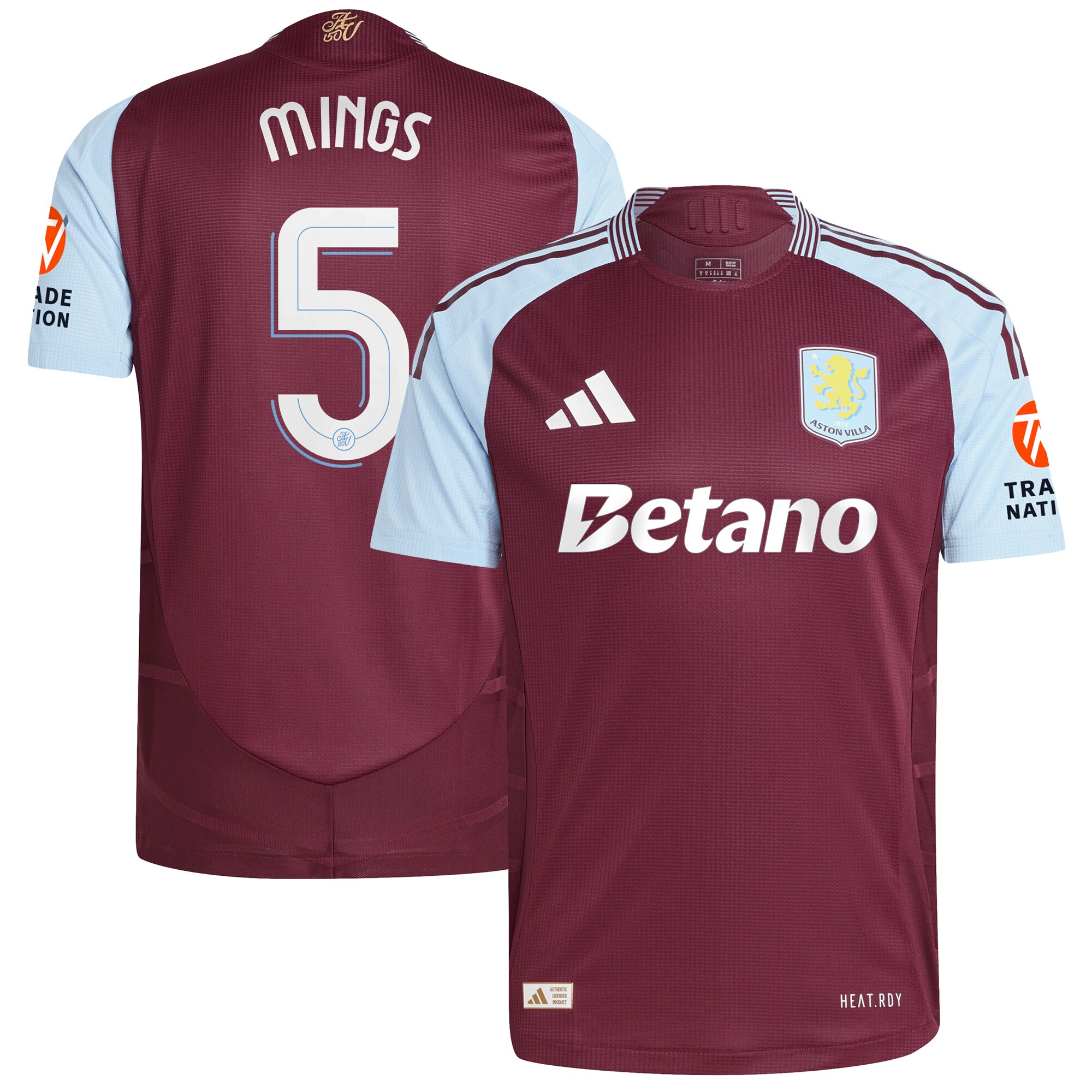 AVFC aston villa adidas home authentic shirt 2024-25 with mings 5 cup printing Collection | Official Aston Villa Kits and Apparel