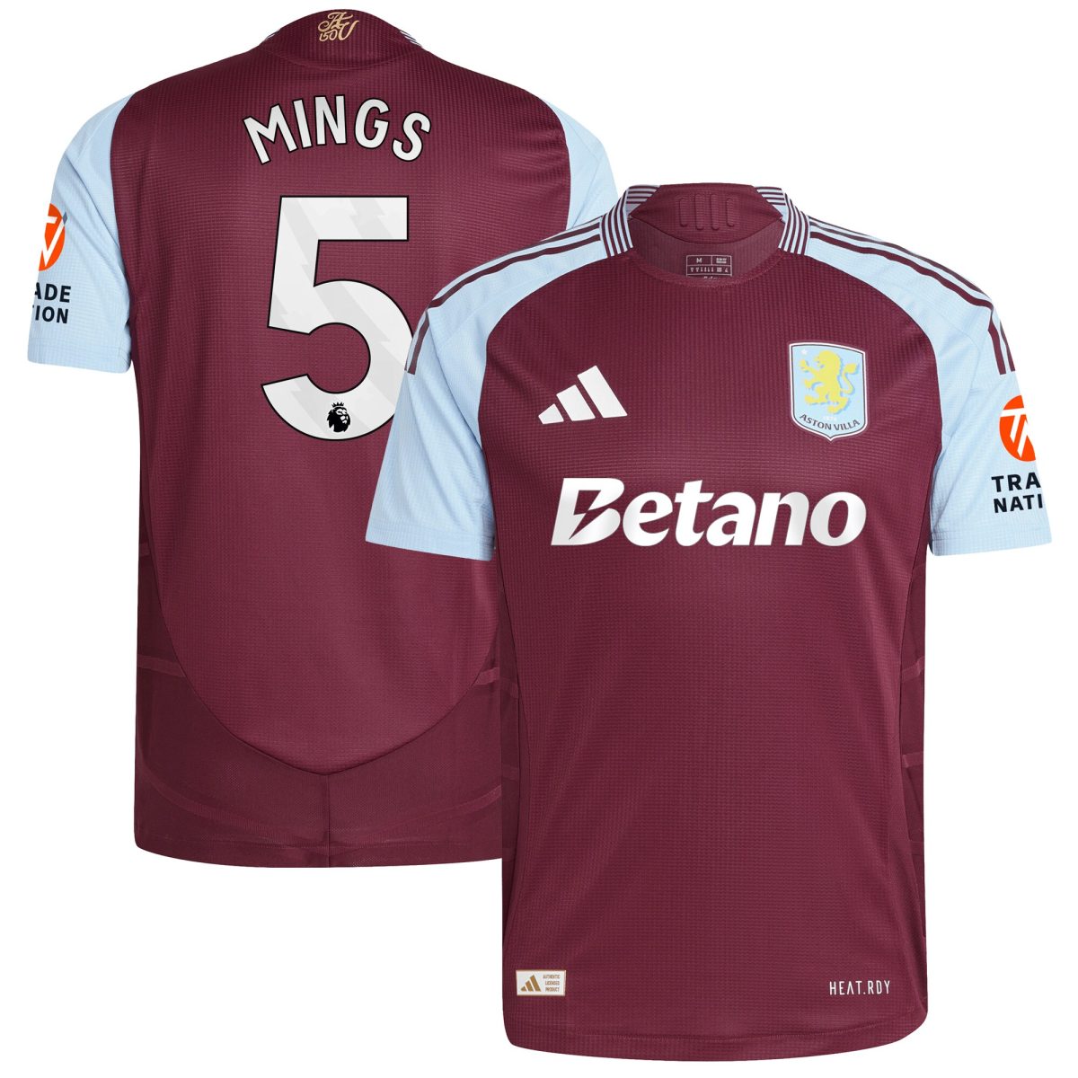 AVFC aston villa adidas home authentic shirt 2024-25 with mings 5 printing Collection | Official Aston Villa Kits and Apparel