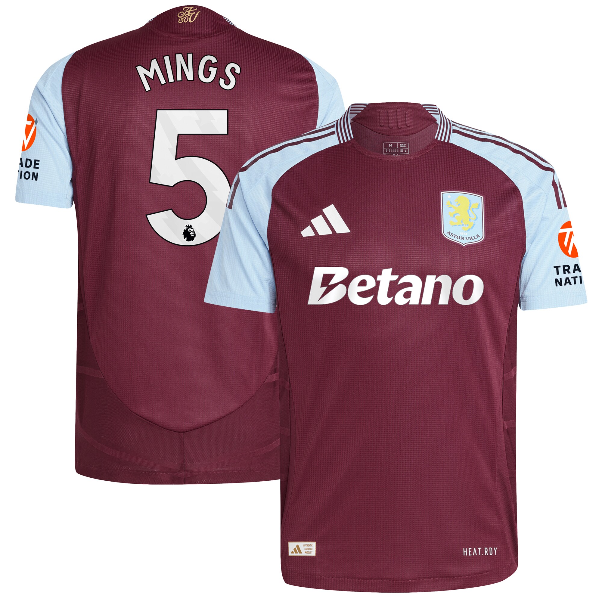 AVFC aston villa adidas home authentic shirt 2024-25 with mings 5 printing Collection | Official Aston Villa Kits and Apparel