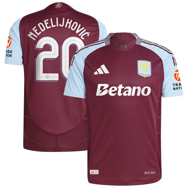 AVFC aston villa adidas home authentic shirt 2024-25 with nedeljković 20 cup printing Collection | Official Aston Villa Kits and Apparel