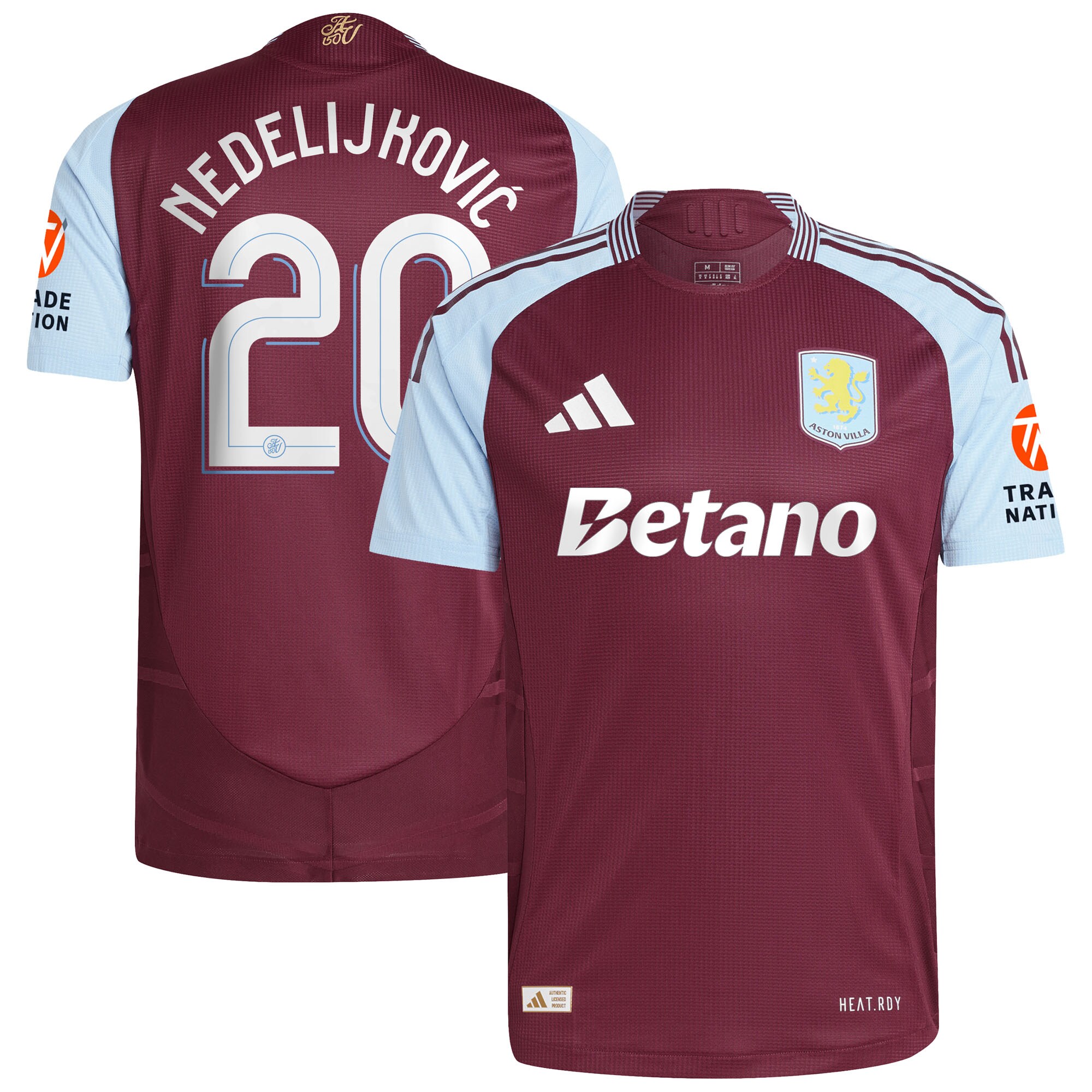 AVFC aston villa adidas home authentic shirt 2024-25 with nedeljković 20 cup printing Collection | Official Aston Villa Kits and Apparel