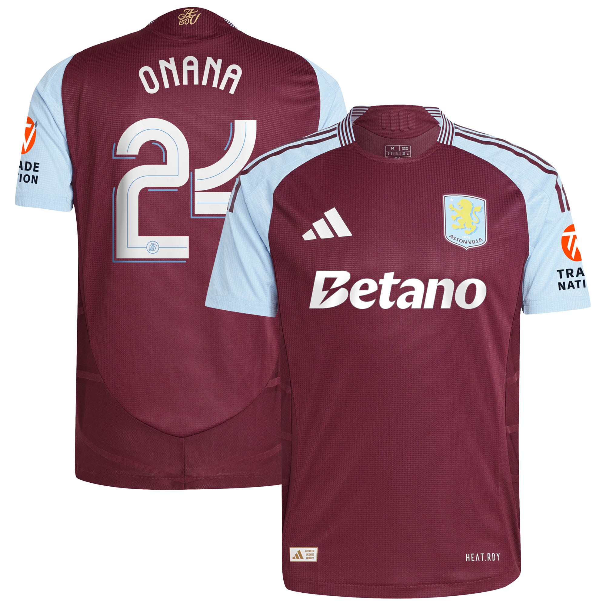 AVFC aston villa adidas home authentic shirt 2024-25 with onana 24 cup printing Collection | Official Aston Villa Kits and Apparel