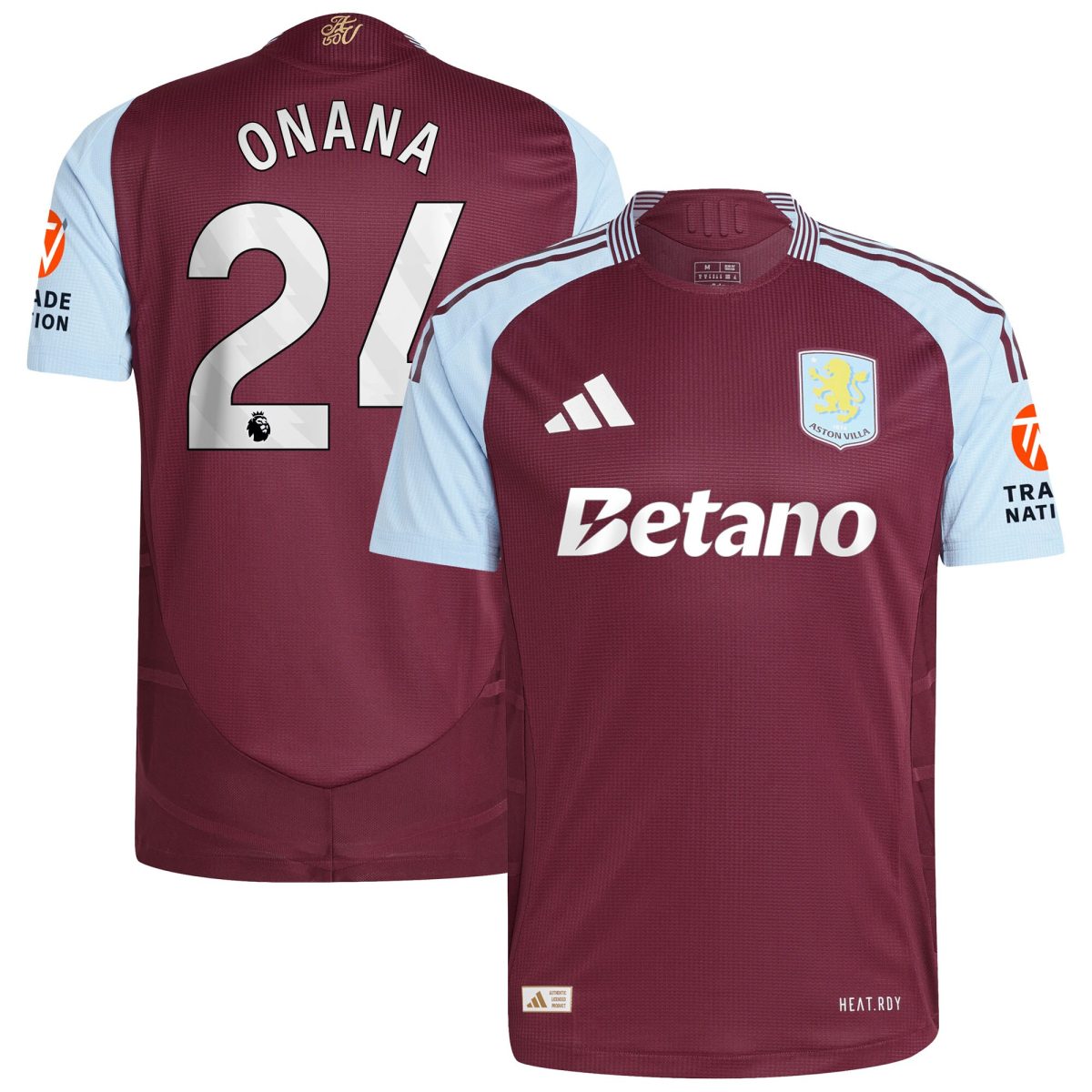 AVFC aston villa adidas home authentic shirt 2024-25 with onana 24 printing Collection | Official Aston Villa Kits and Apparel