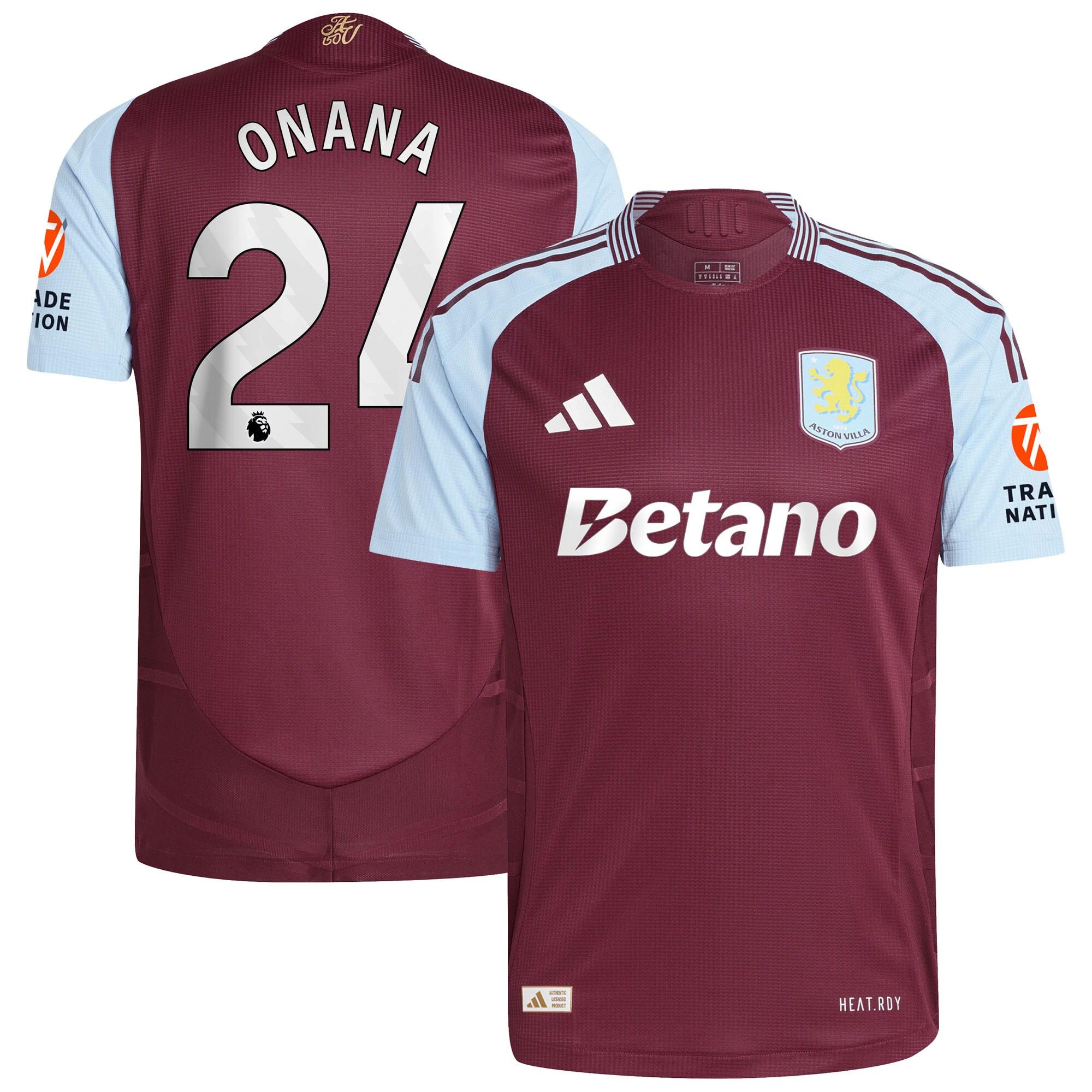 AVFC aston villa adidas home authentic shirt 2024-25 with onana 24 printing Collection | Official Aston Villa Kits and Apparel
