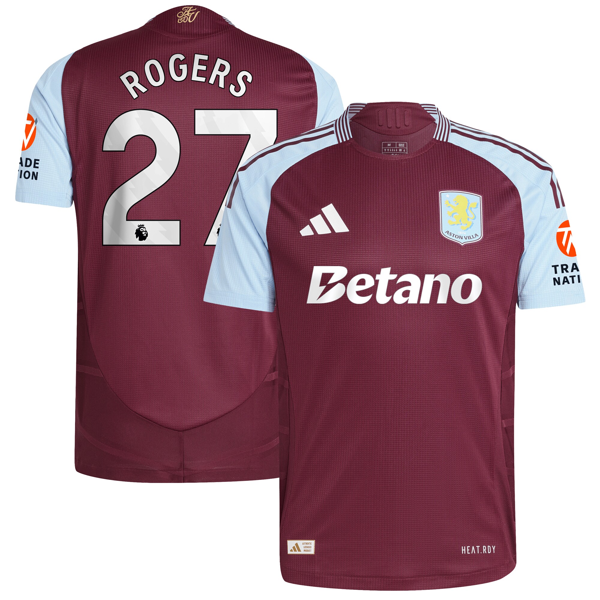 AVFC aston villa adidas home authentic shirt 2024-25 with rogers 27 printing Collection | Official Aston Villa Kits and Apparel