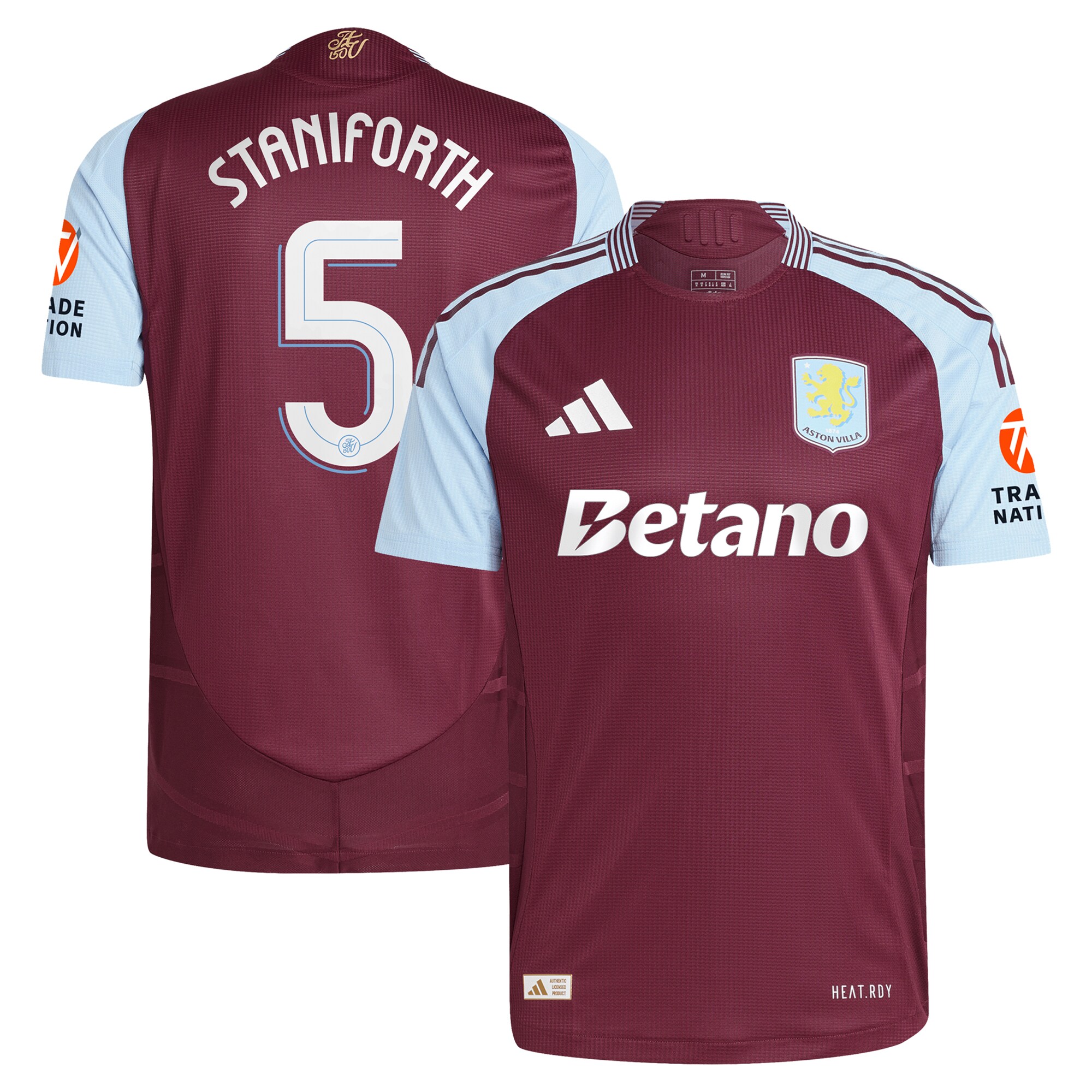 AVFC aston villa adidas home authentic shirt 2024-25 with staniforth 5 cup printing Collection | Official Aston Villa Kits and Apparel