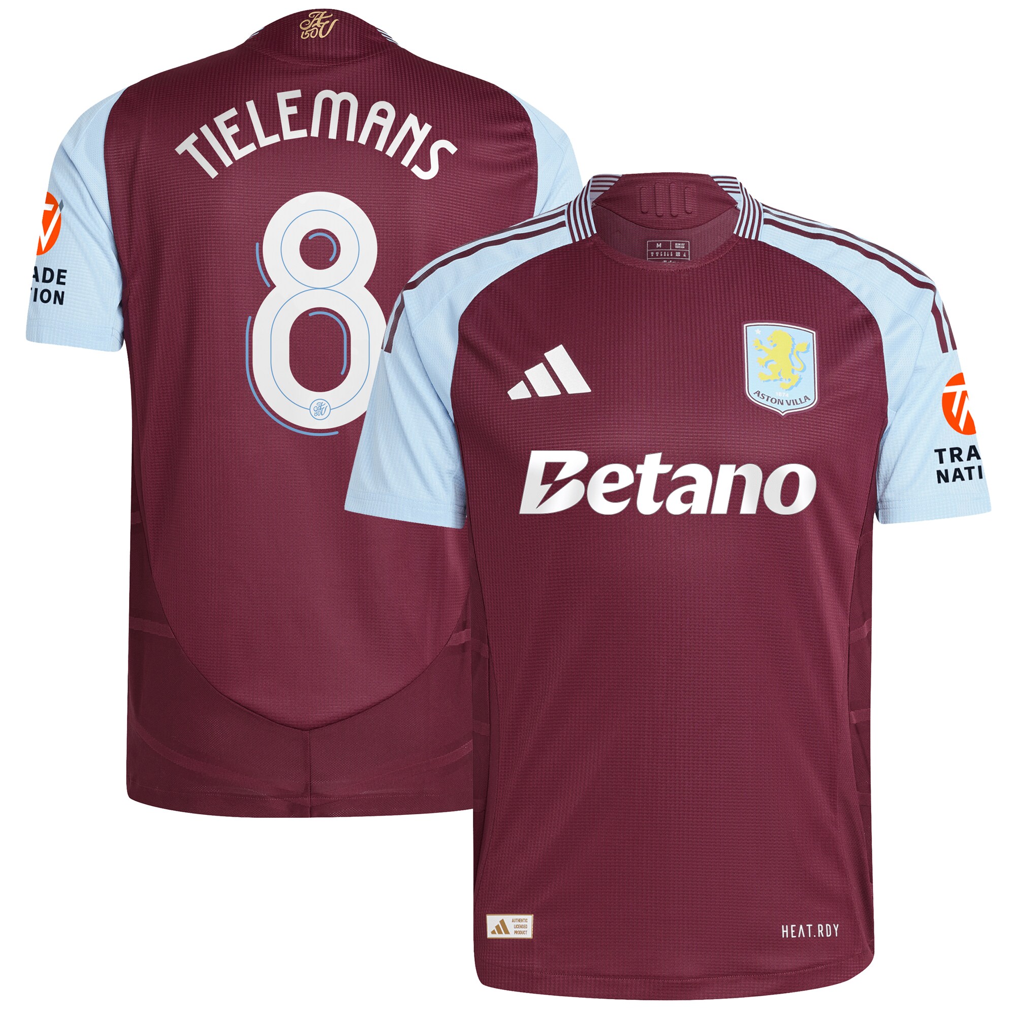 AVFC aston villa adidas home authentic shirt 2024-25 with tielemans 8 cup printing Collection | Official Aston Villa Kits and Apparel