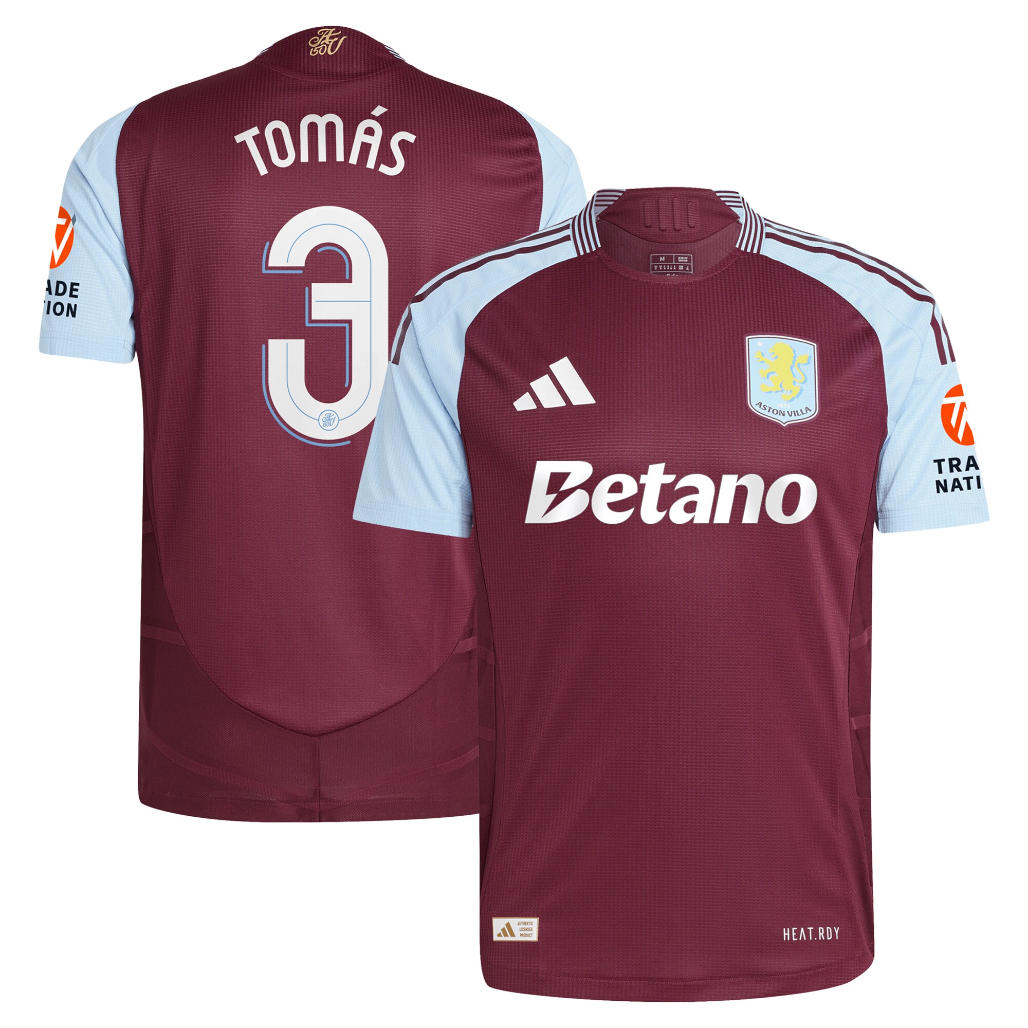 AVFC aston villa adidas home authentic shirt 2024-25 with tomás 3 cup printing Collection | Official Aston Villa Kits and Apparel