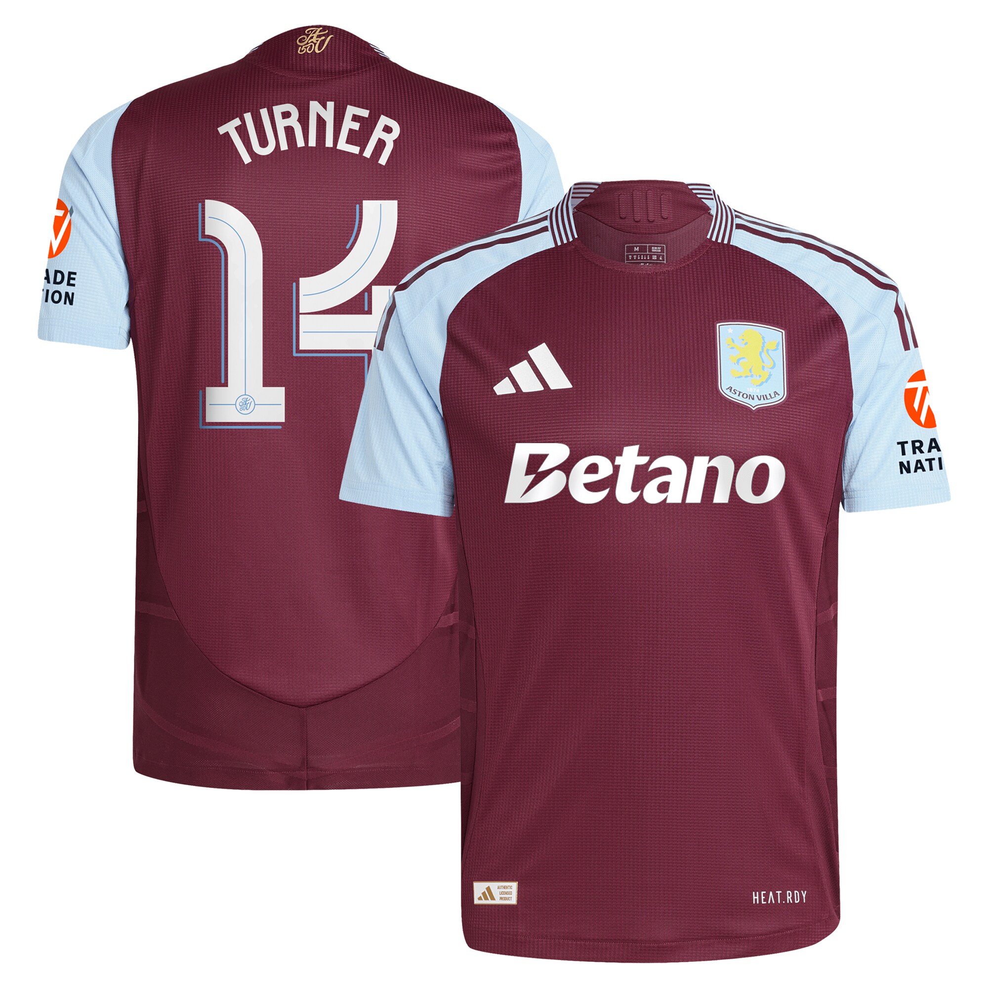 AVFC aston villa adidas home authentic shirt 2024-25 with turner 14 cup printing Collection | Official Aston Villa Kits and Apparel