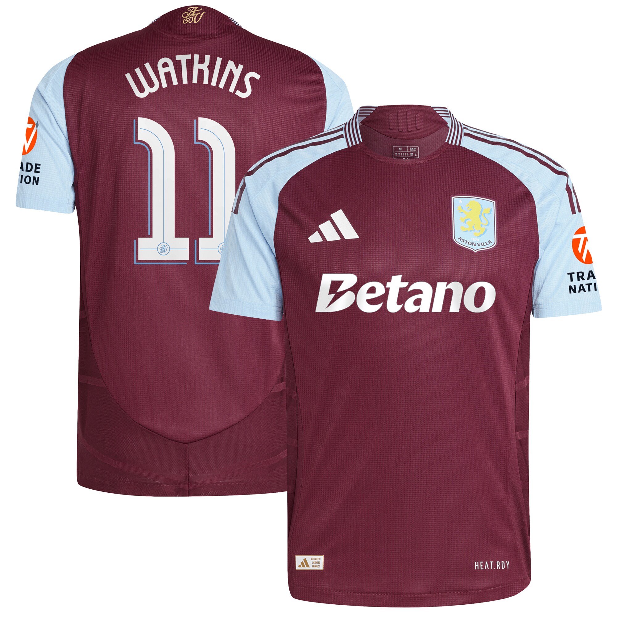 AVFC aston villa adidas home authentic shirt 2024-25 with watkins 11 cup printing Collection | Official Aston Villa Kits and Apparel