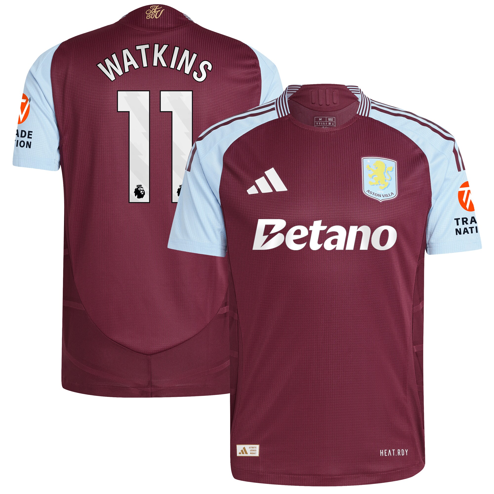 AVFC aston villa adidas home authentic shirt 2024-25 with watkins 11 printing Collection | Official Aston Villa Kits and Apparel