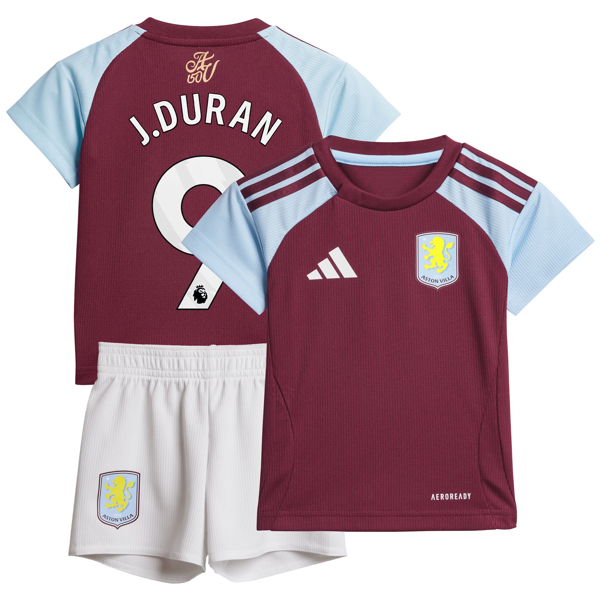 AVFC aston villa adidas home baby kit 2024-25 with j.duran 9 printing Collection | Official Aston Villa Kits and Apparel