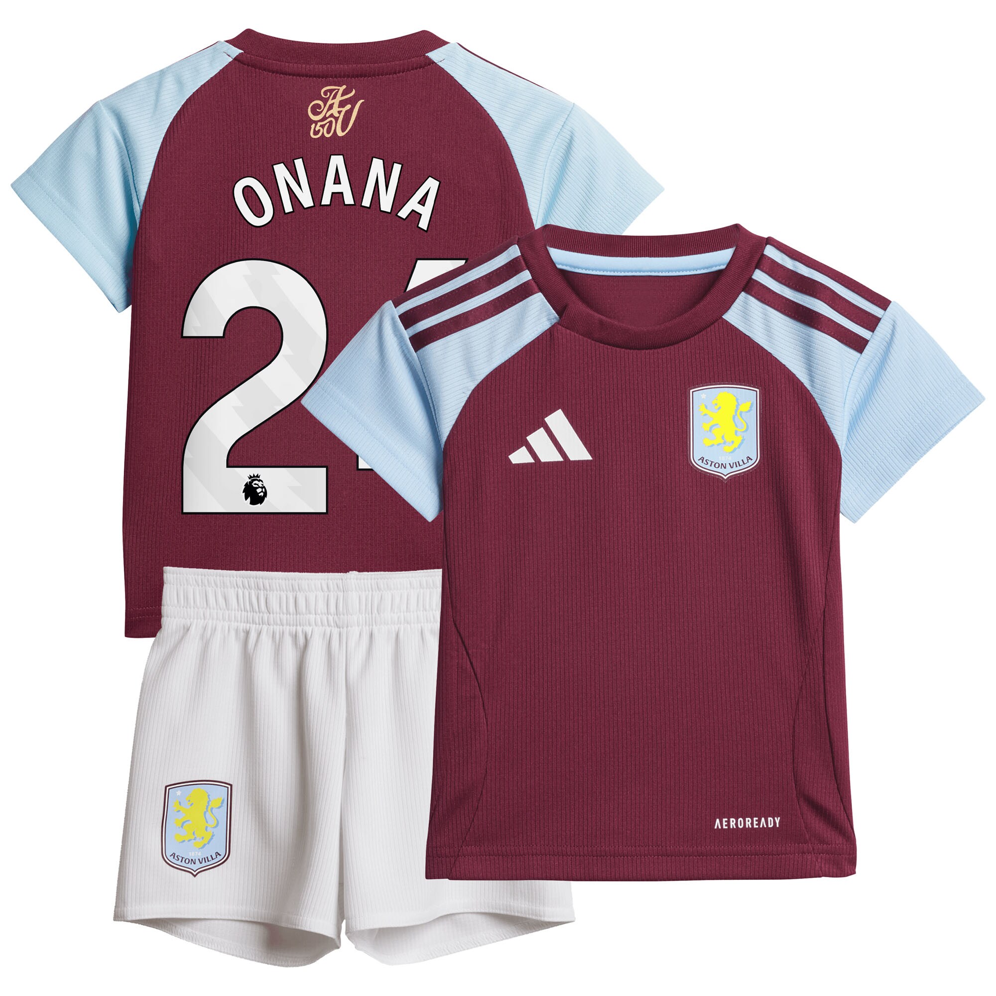AVFC aston villa adidas home baby kit 2024-25 with onana 24 printing Collection | Official Aston Villa Kits and Apparel