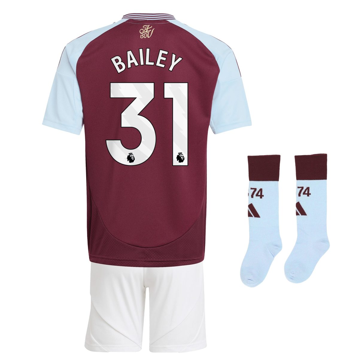 AVFC aston villa adidas home mini kit 2024-25 with bailey 31 printing Collection | Official Aston Villa Kits and Apparel