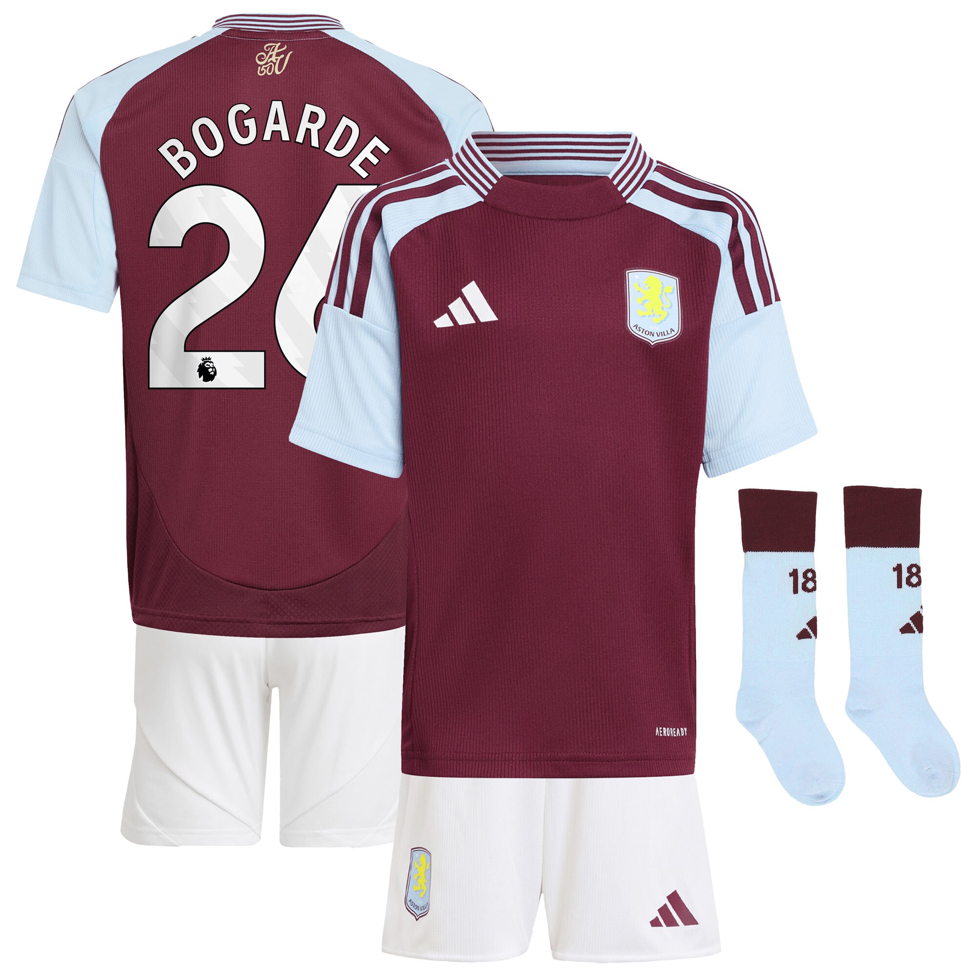 AVFC aston villa adidas home mini kit 2024-25 with bogarde 26 printing Collection | Official Aston Villa Kits and Apparel