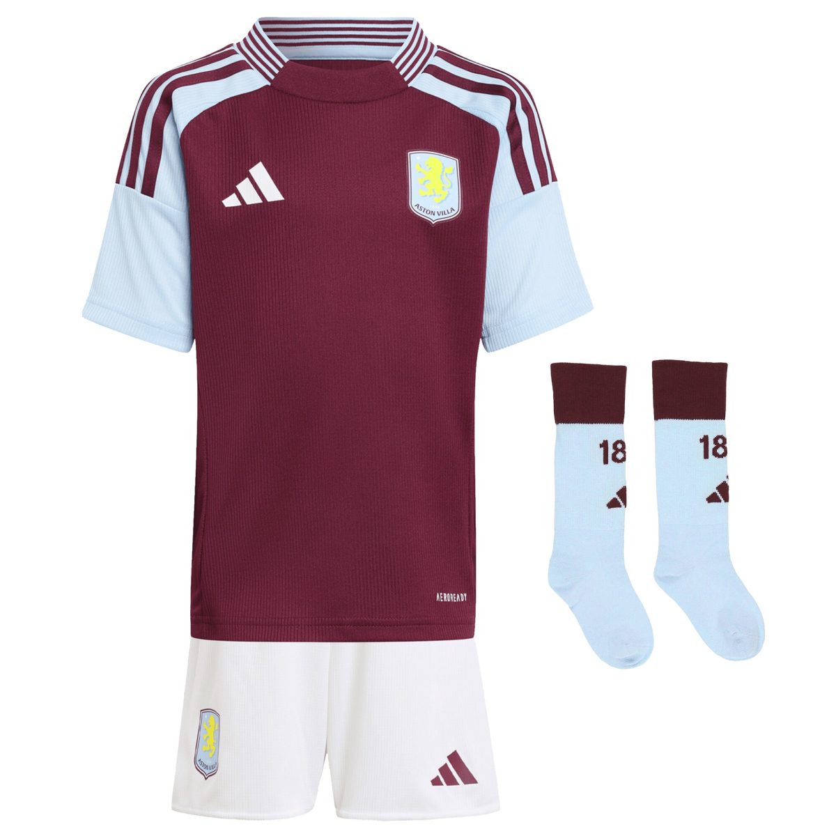 AVFC aston villa adidas home mini kit 2024-25 with diego carlos 3 printing Collection | Official Aston Villa Kits and Apparel