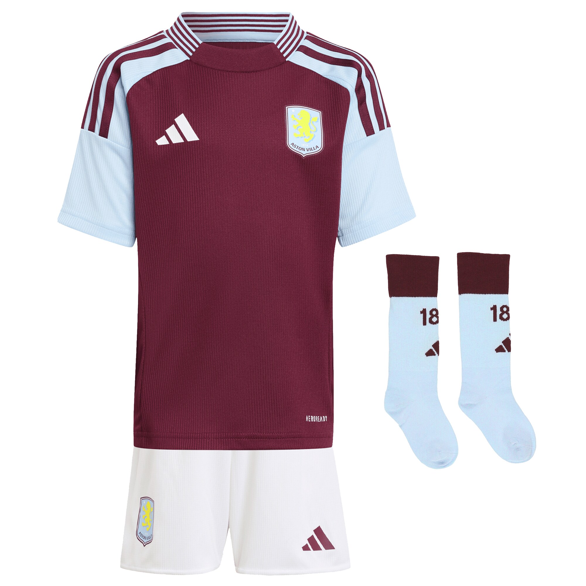 AVFC aston villa adidas home mini kit 2024-25 with diego carlos 3 printing Collection | Official Aston Villa Kits and Apparel