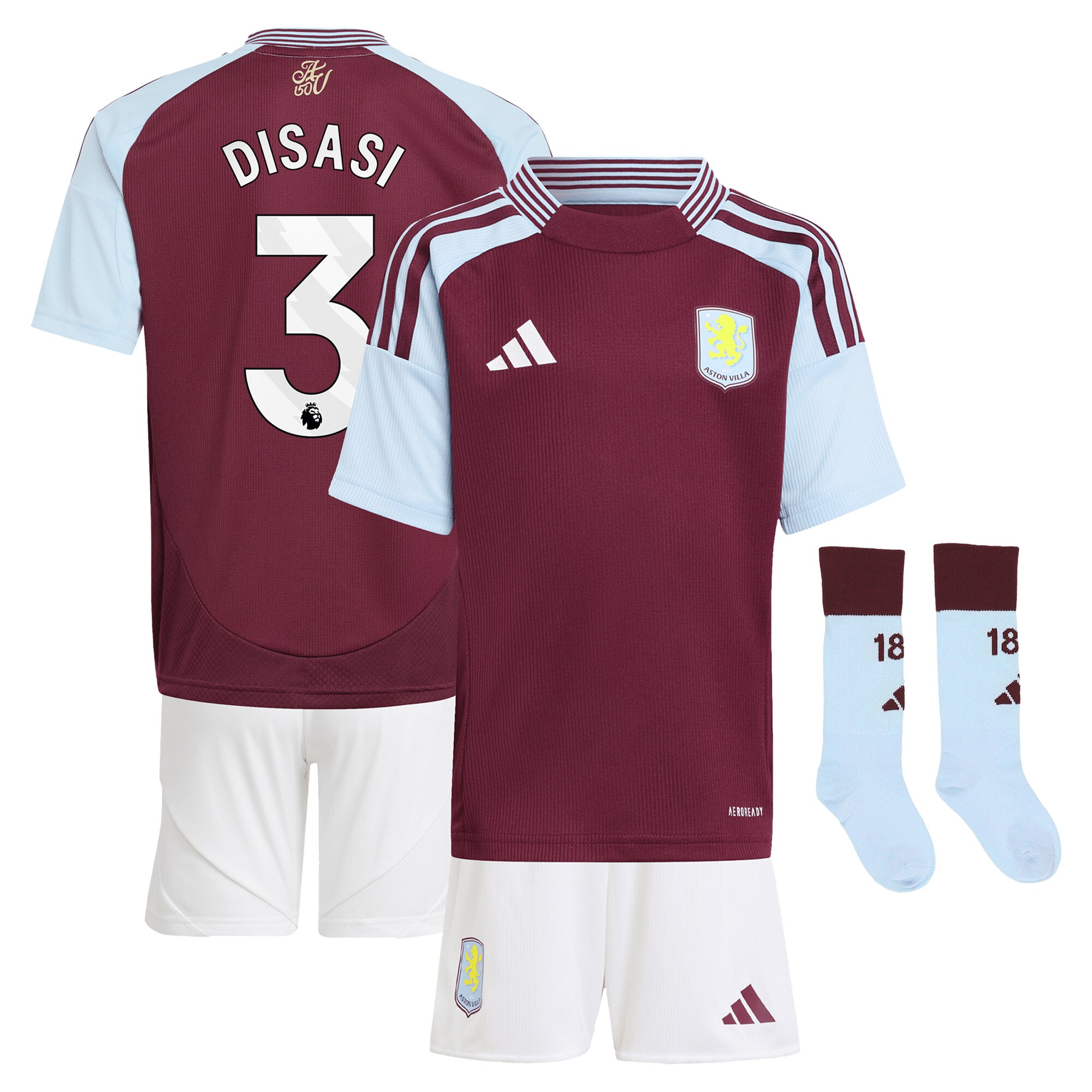 AVFC aston villa adidas home mini kit 2024-25 with disasi 3 printing Collection | Official Aston Villa Kits and Apparel
