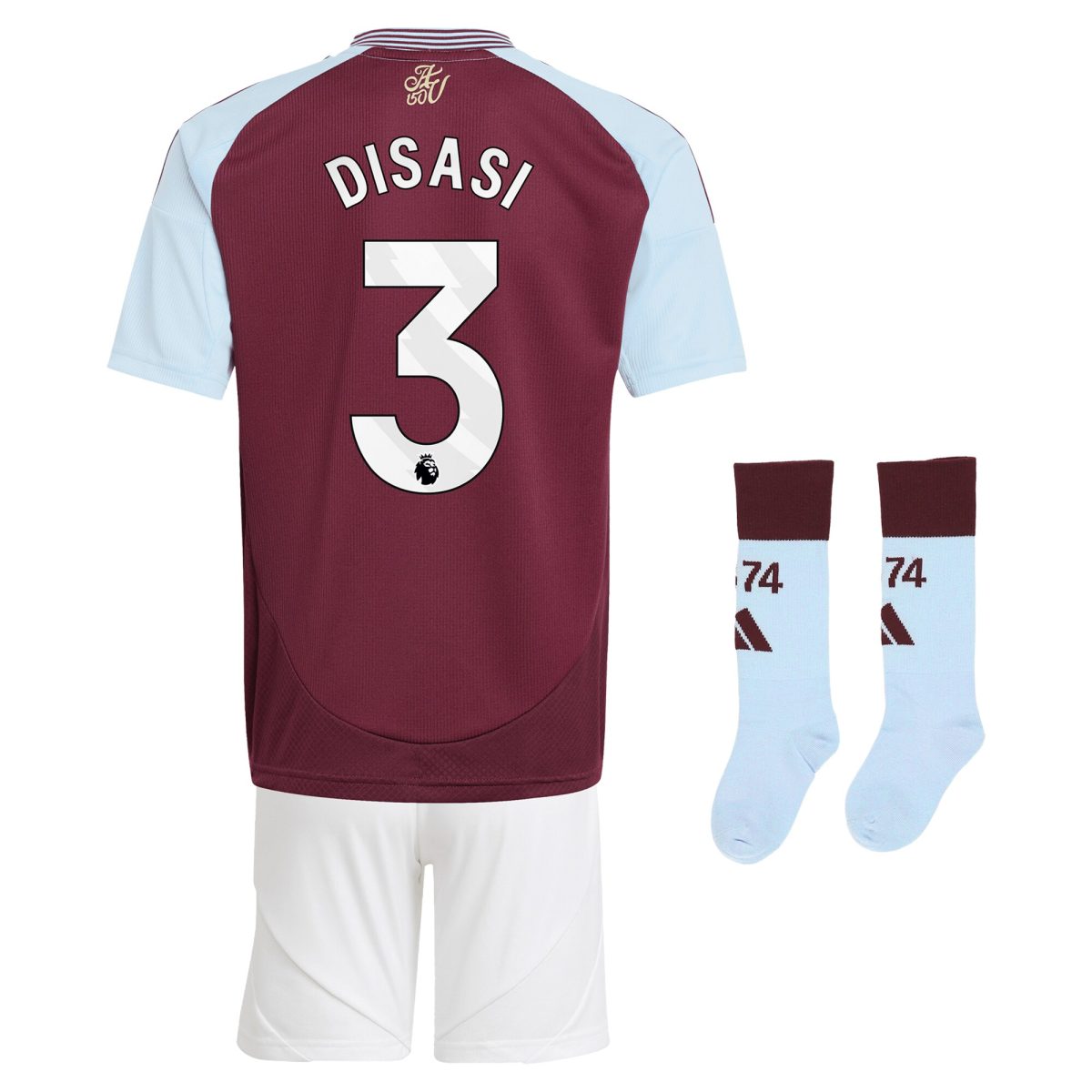 AVFC aston villa adidas home mini kit 2024-25 with disasi 3 printing Collection | Official Aston Villa Kits and Apparel